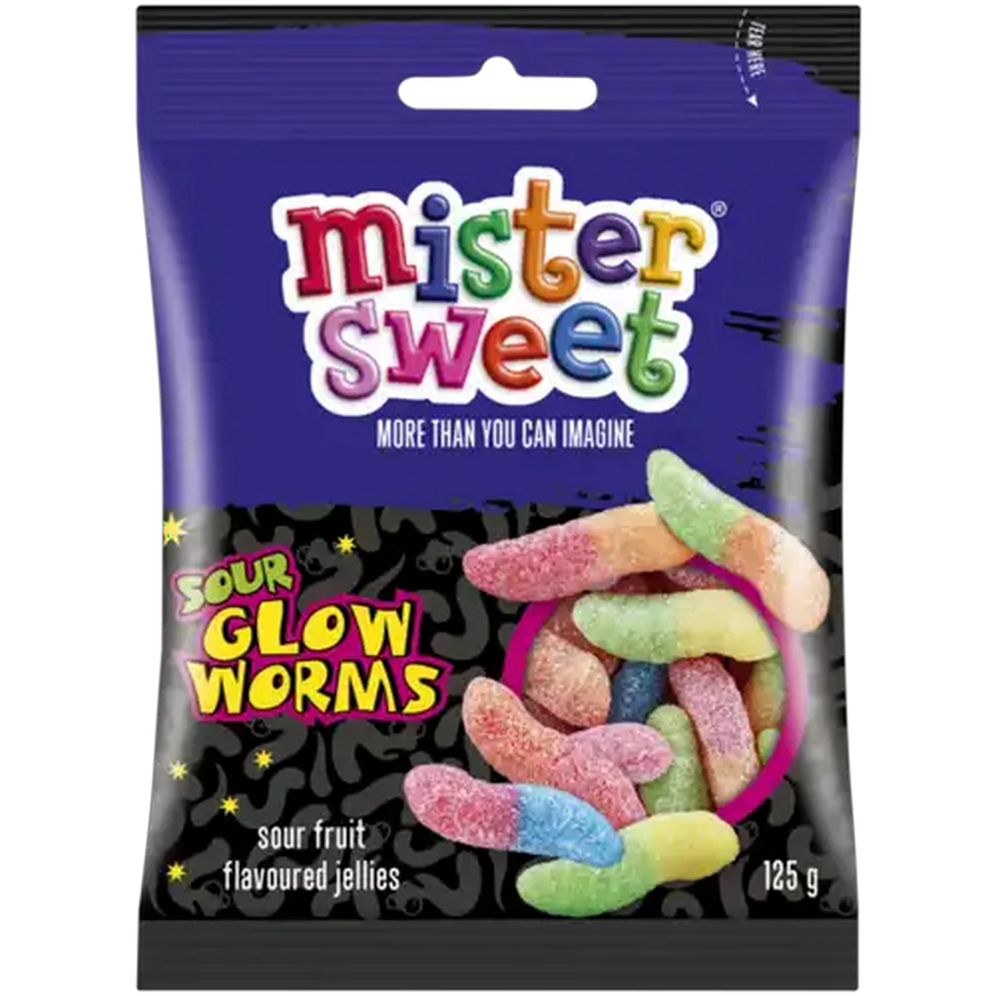 Image of Mister Sweet Sour Glow Worms 125g