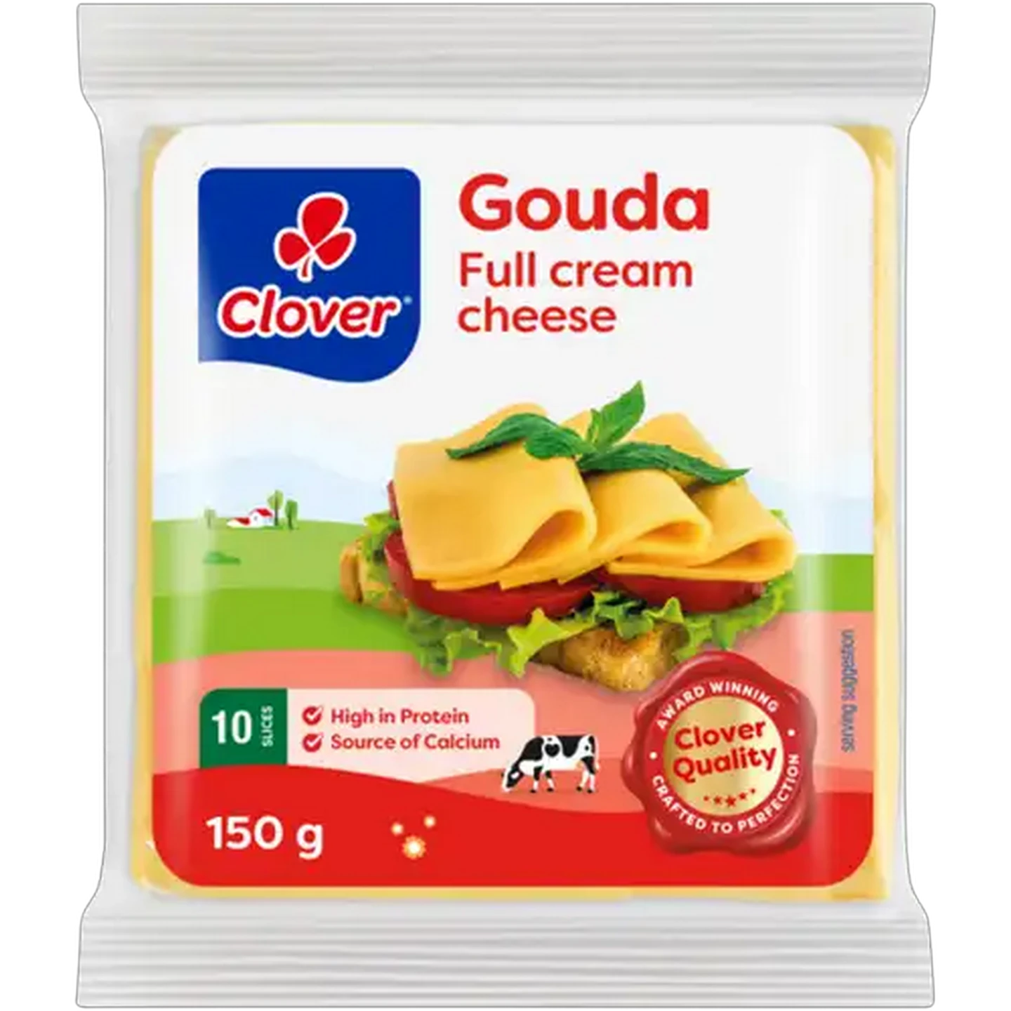 Image of Clover Elite Sliced Full Cream Gouda Cheese 10-Pack