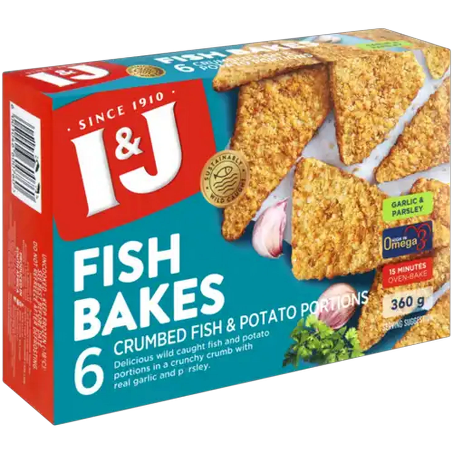 Image of I&J Frozen Garlic & Parsely Flavoured Fish Bakes 360g