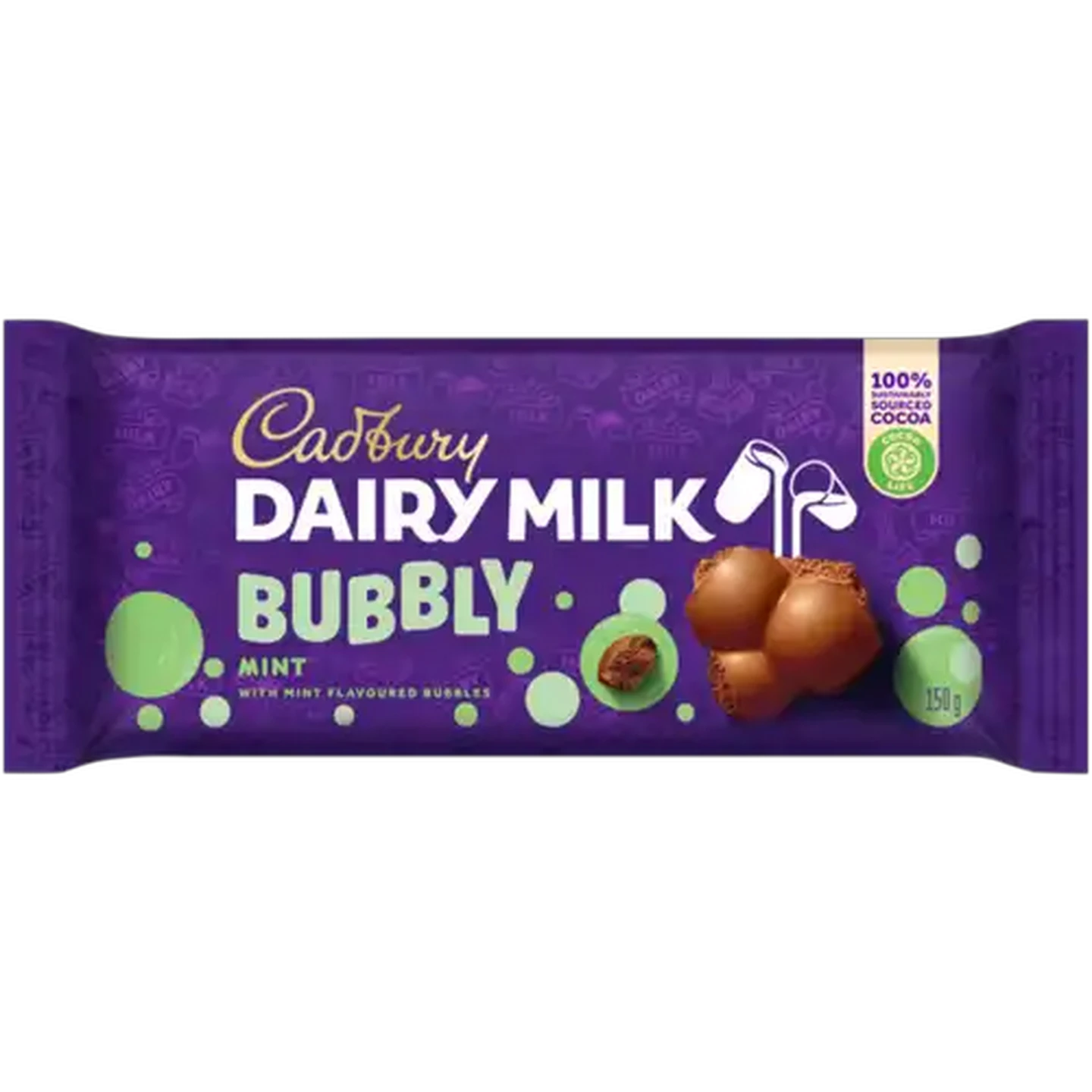 Image of Cadbury Dairy Milk Bubbly Mint Chocolate Slab 150g