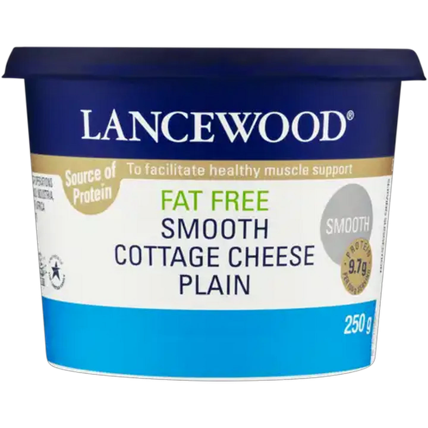 Image of LANCEWOOD Plain Fat Free Smooth Cottage Cheese 250g