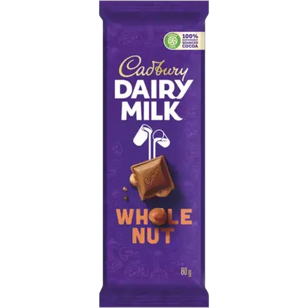Cadbury Dairy Milk Whole Nut Chocolate Slab 80g