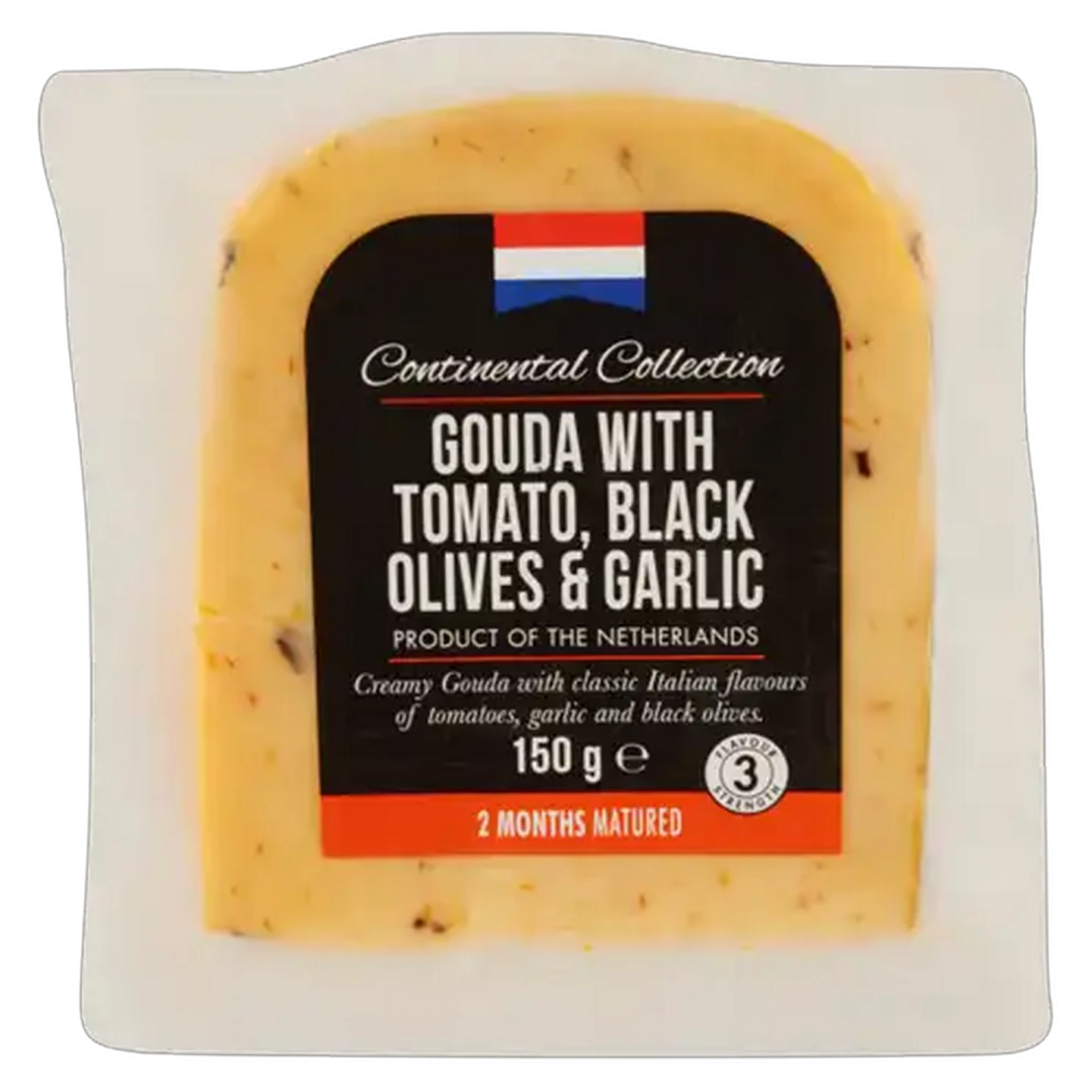 Image of Continental Gouda With Tomato, Black Olives & Garlic Gouda Cheese Pack 150g