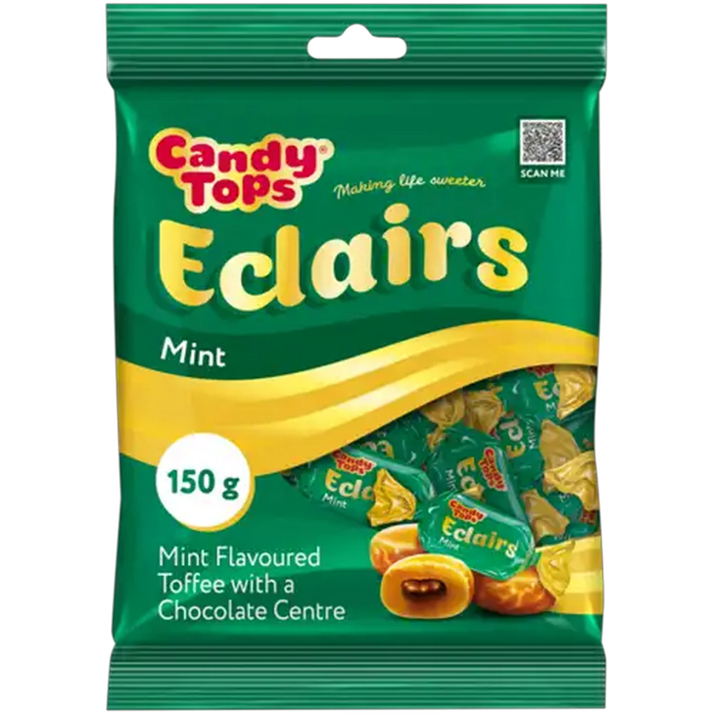 Image of Candy Tops Mint Flavoured Chocolate-Centred Toffee Eclairs 150g