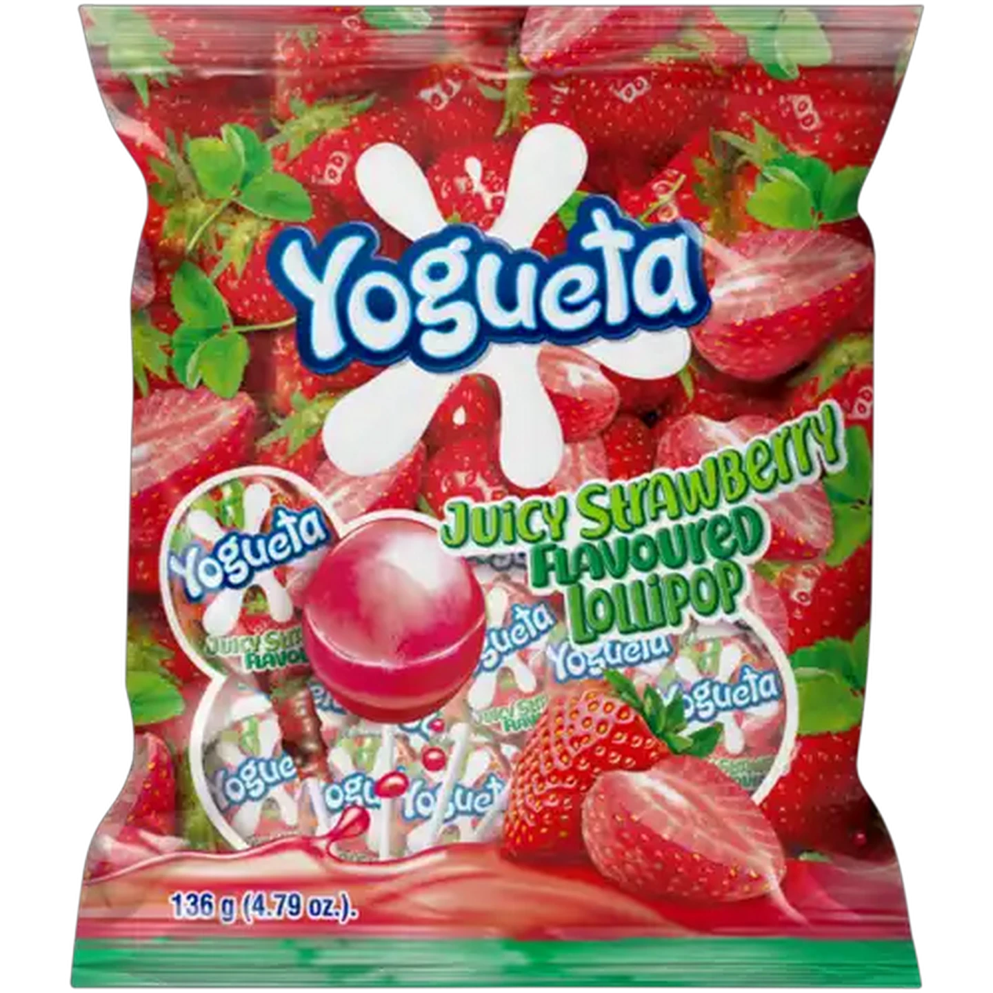 Image of Yogueta Strawberry Xplosion Flavoured Lollipops 8 Pack