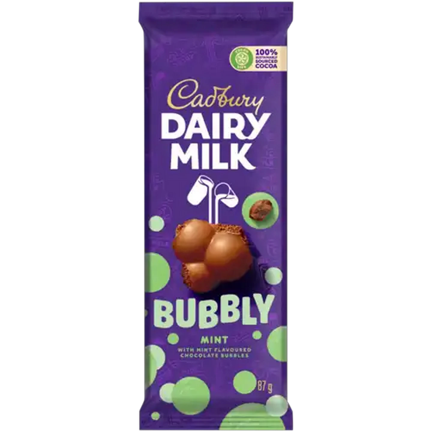 Image of Cadbury Dairy Milk Bubbly Mint Chocolate Slab 87g