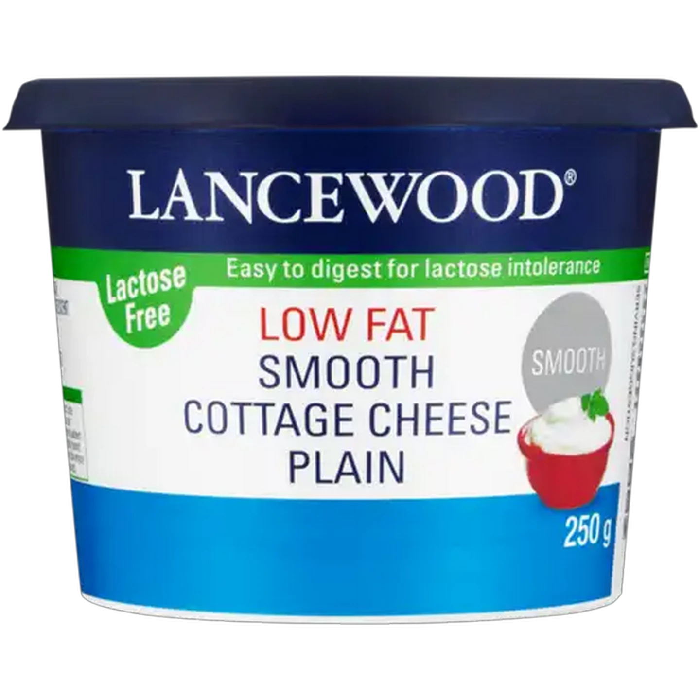 Image of LANCEWOOD Plain Lactose Free Low Fat Smooth Cottage Cheese 250g