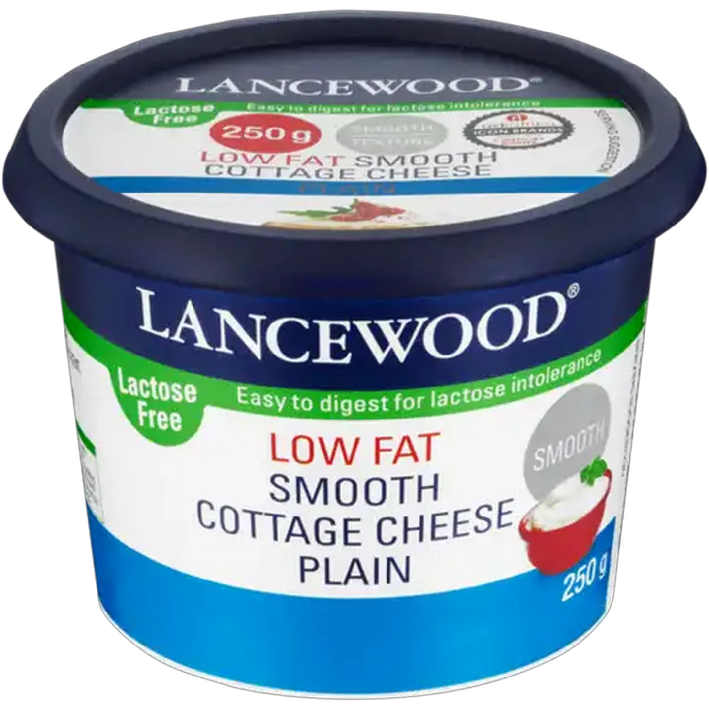 Image of LANCEWOOD Plain Lactose Free Low Fat Smooth Cottage Cheese 250g