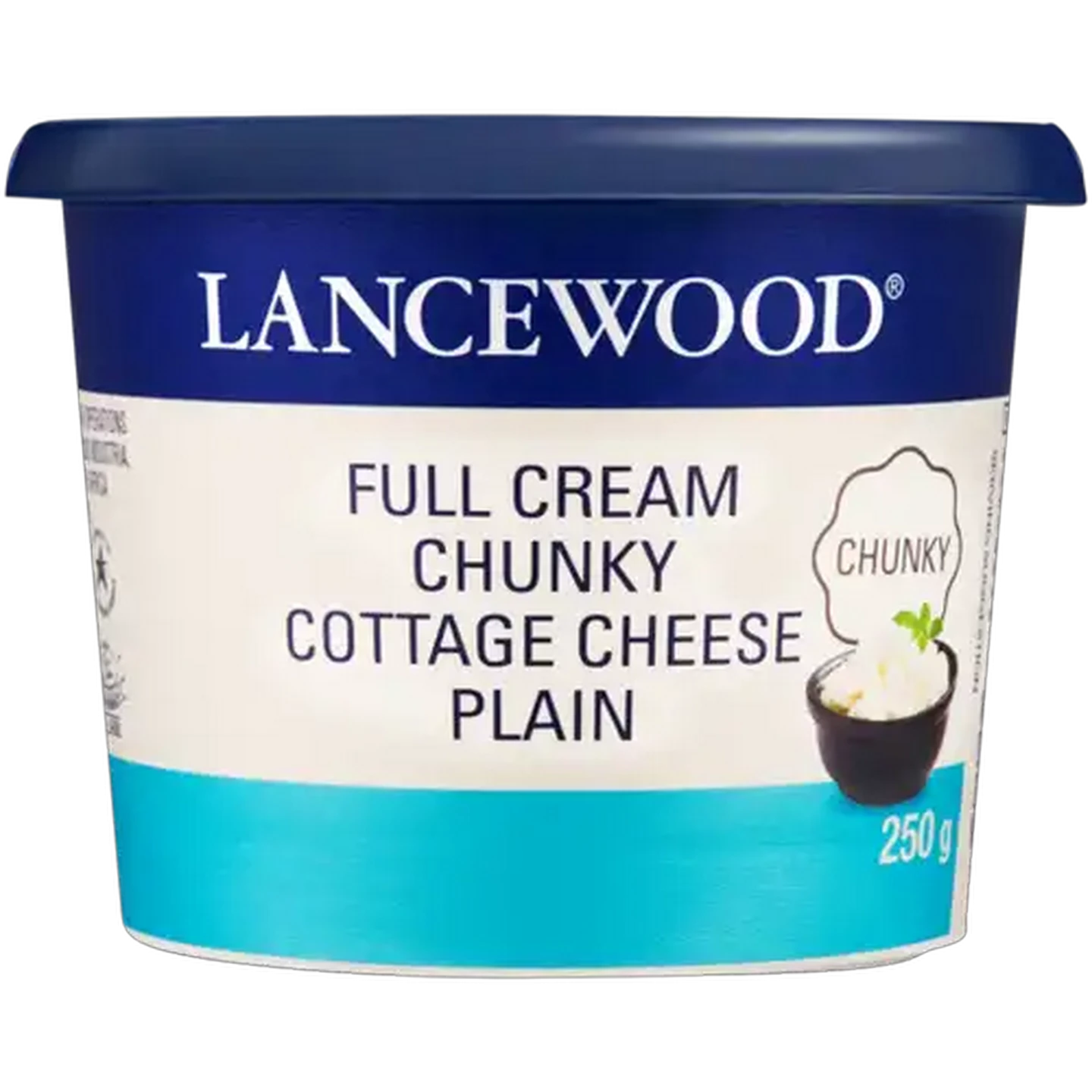 Image of LANCEWOOD Plain Full Cream Chunky Cottage Cheese 250g