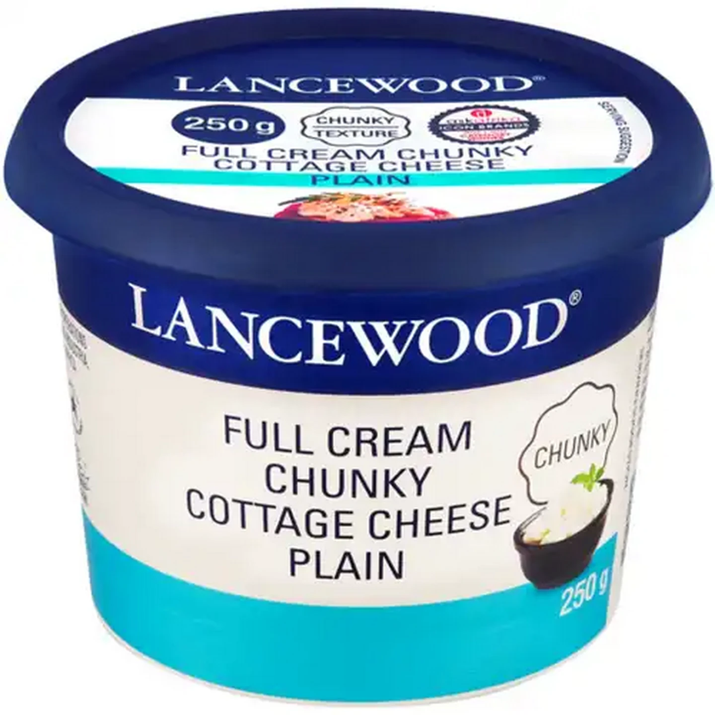 Image of LANCEWOOD Plain Full Cream Chunky Cottage Cheese 250g