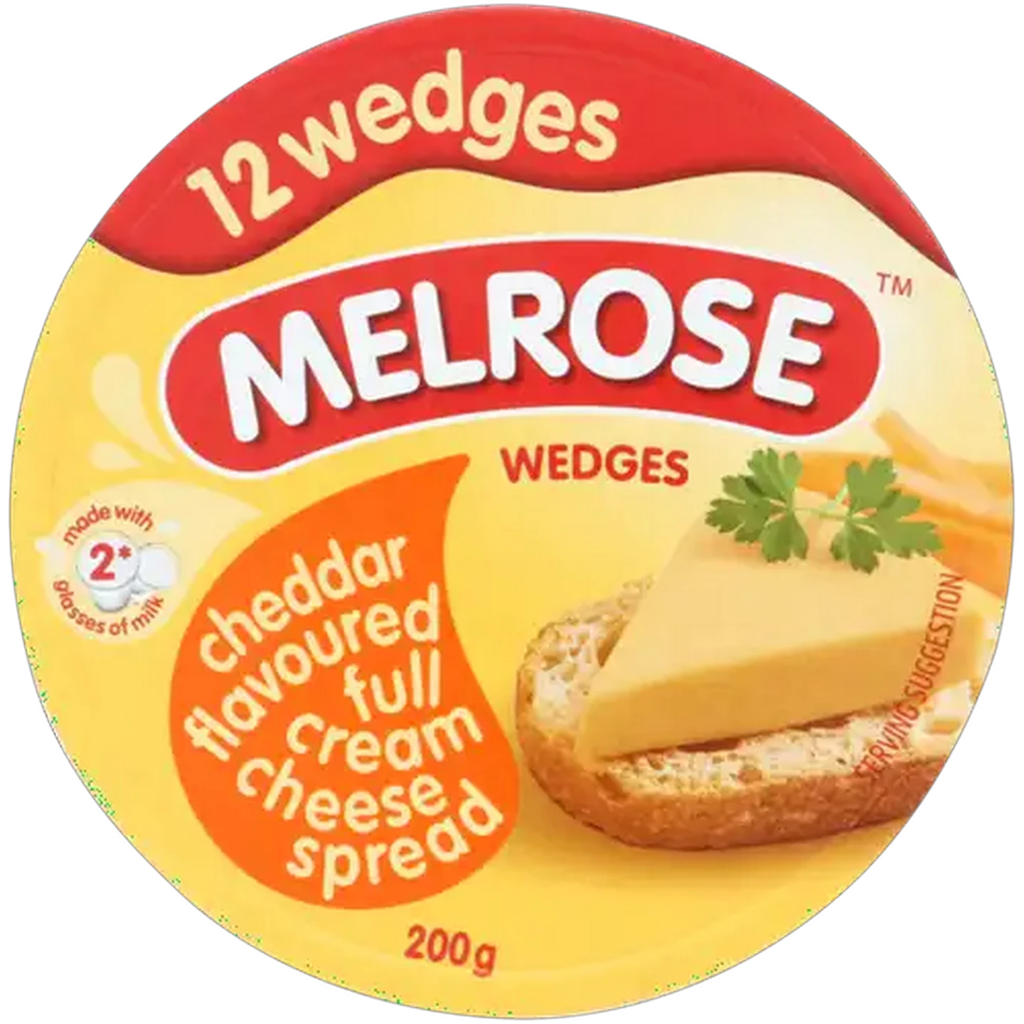 Image of Melrose Cheddar Flavoured Full Cream Cheese Wedges 200g