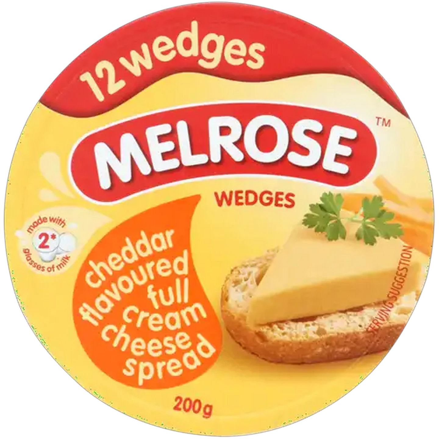 Image of Melrose Cheddar Flavoured Full Cream Cheese Wedges 200g