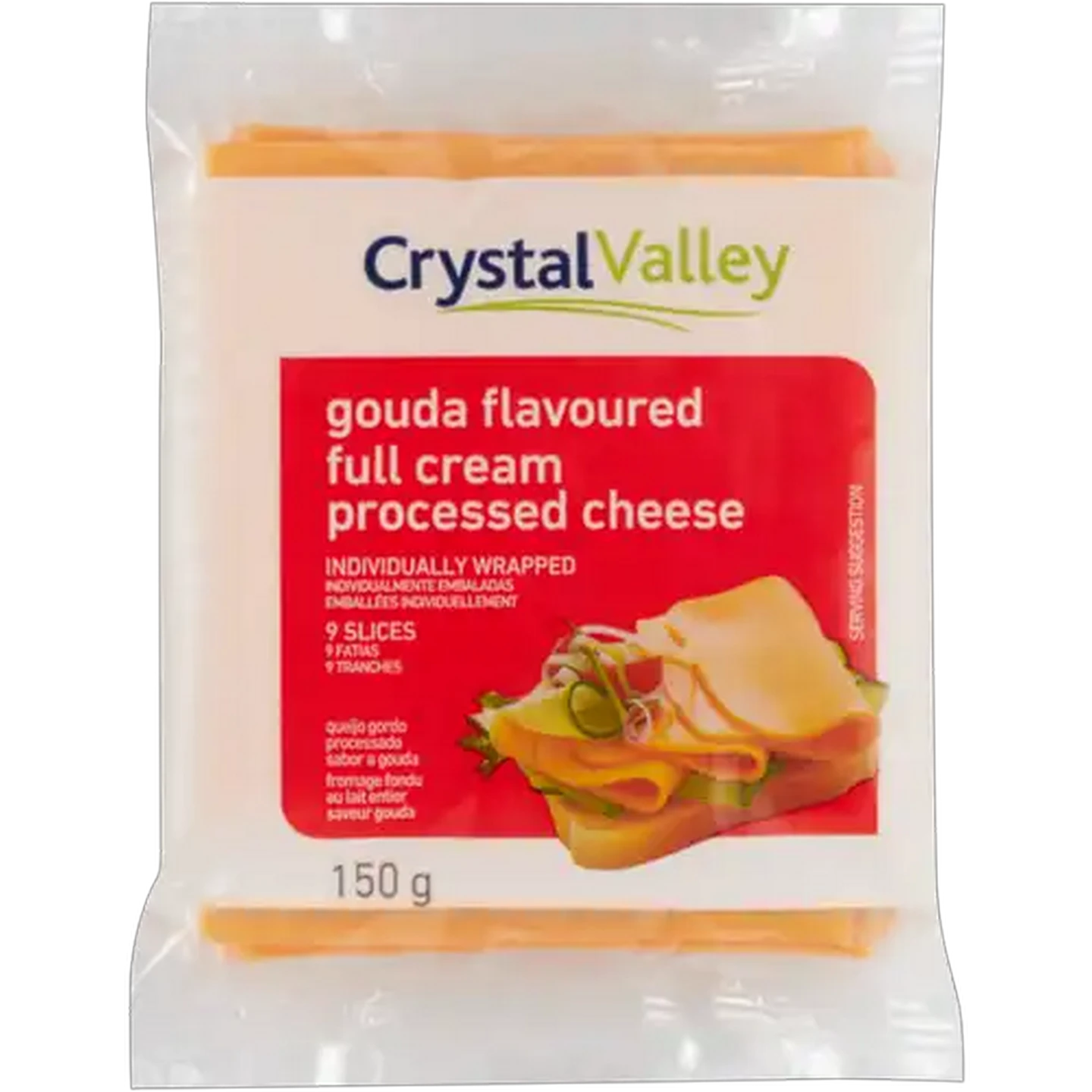 Image of Crystal Valley Gouda Flavoured Full Cream Processed Cheese Slices 9 Pack