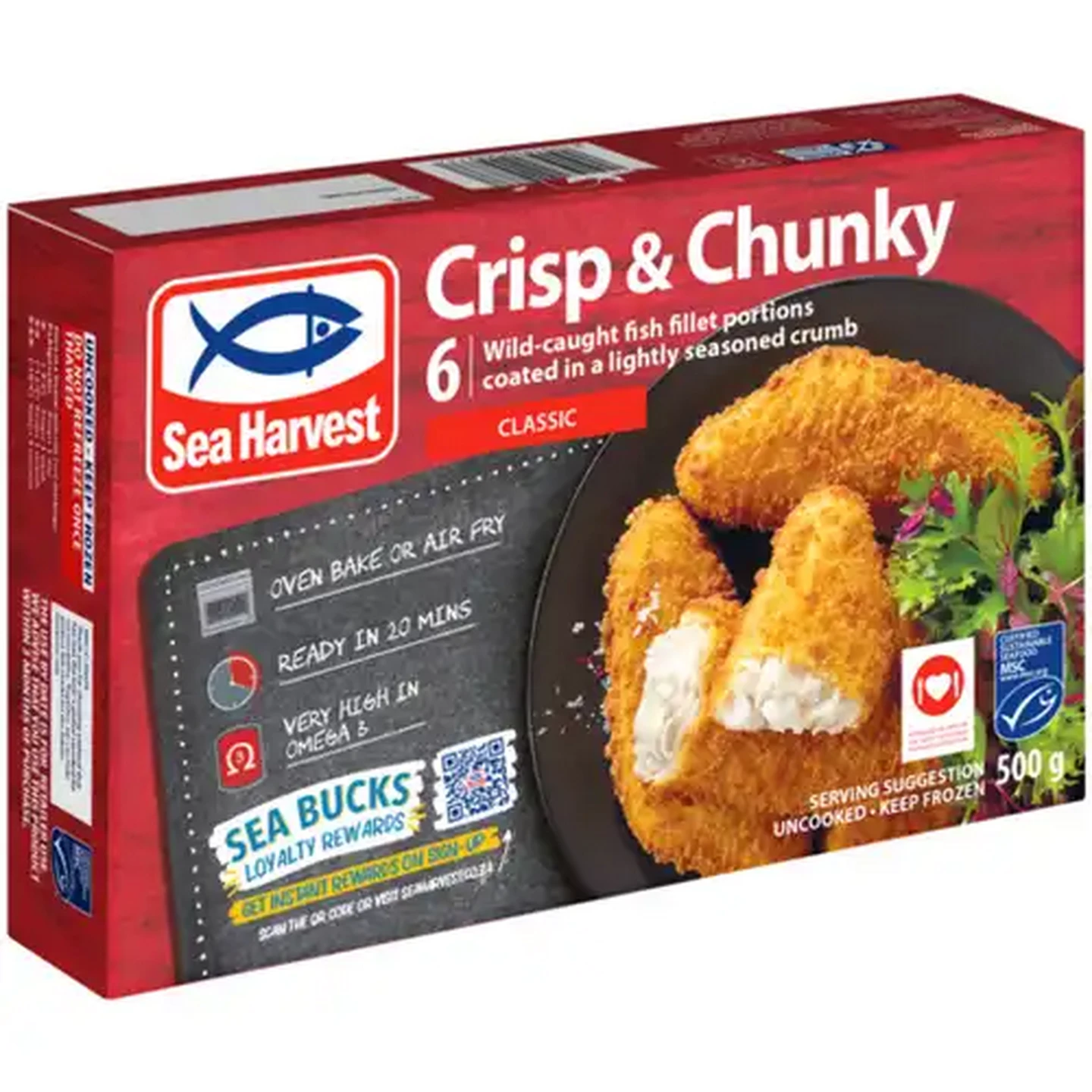 Image of Sea Harvest Crisp & Chunky Classic Frozen Crumbed Fish Fillet Portions 500g
