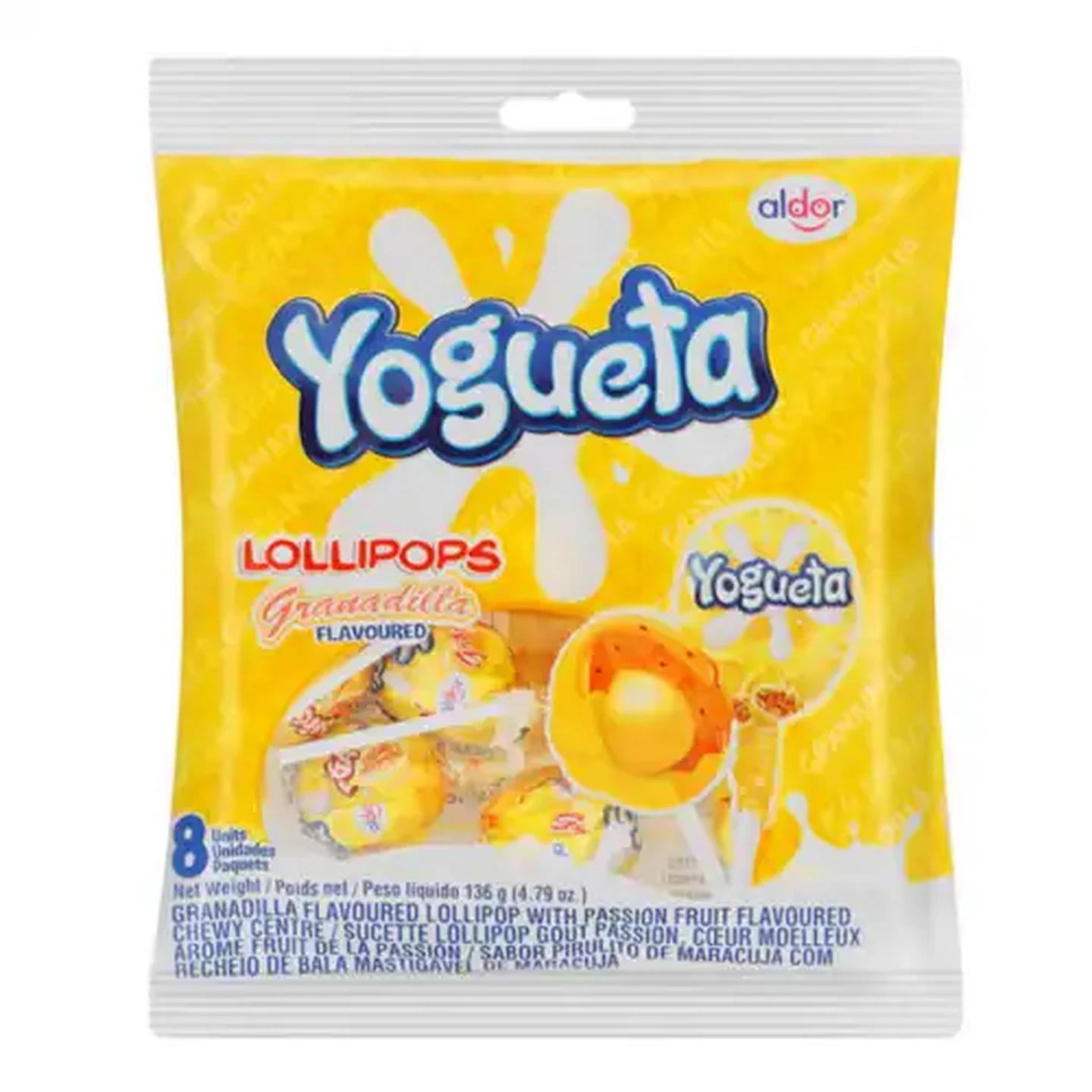 Image of Yogueta Granadilla Flavoured Lollipops 8 Pack