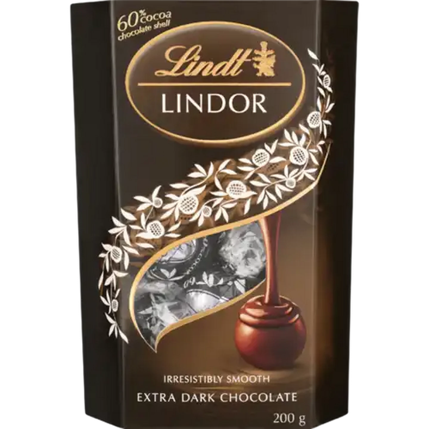 Image of Lindt Lindor 60% Cocoa Extra Dark Chocolate Box 200g