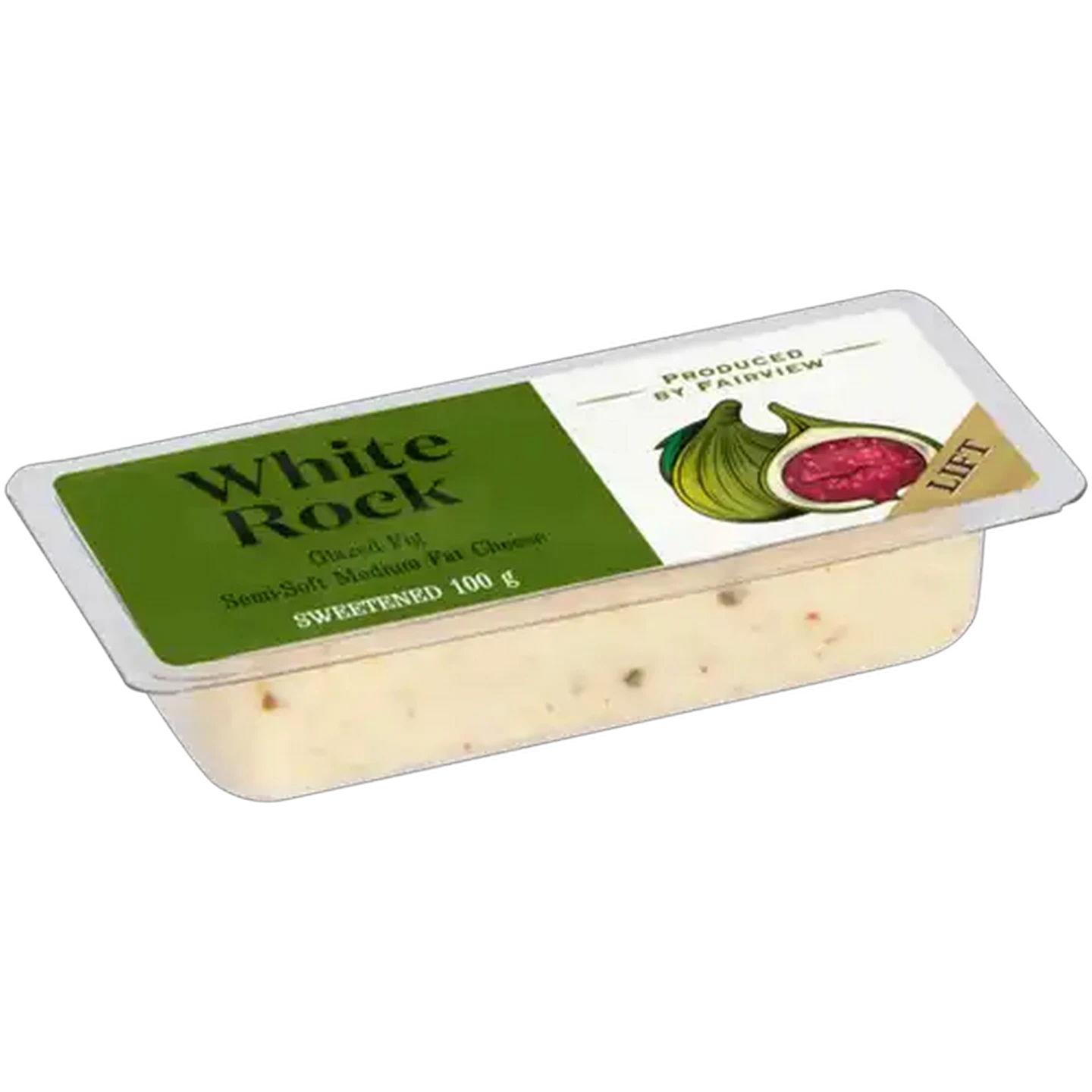 Image of Fairview White Rock Glazed Fig Semi-Soft Medium Fat Cheese Pack 100g