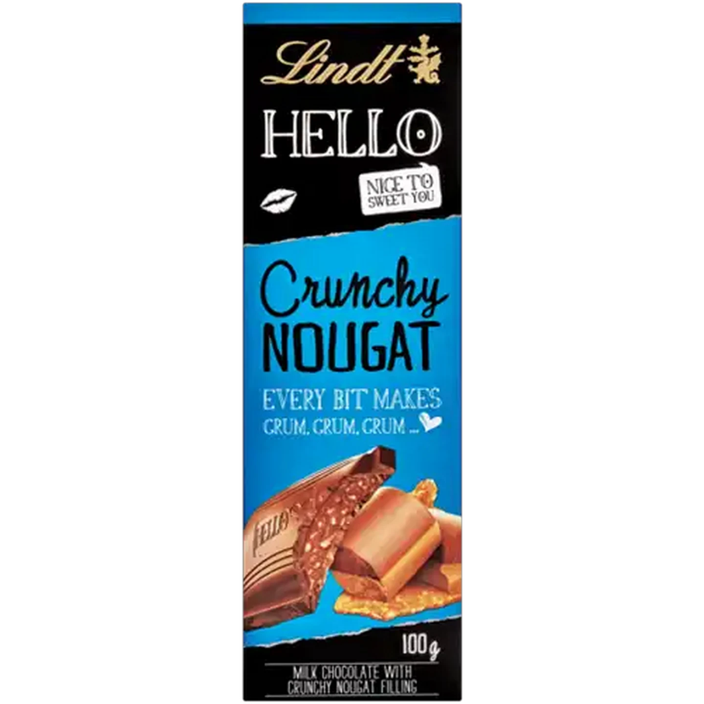 Image of Lindt Hello City Edition Durbz Crunchy Nougat Chocolate Slab 100g