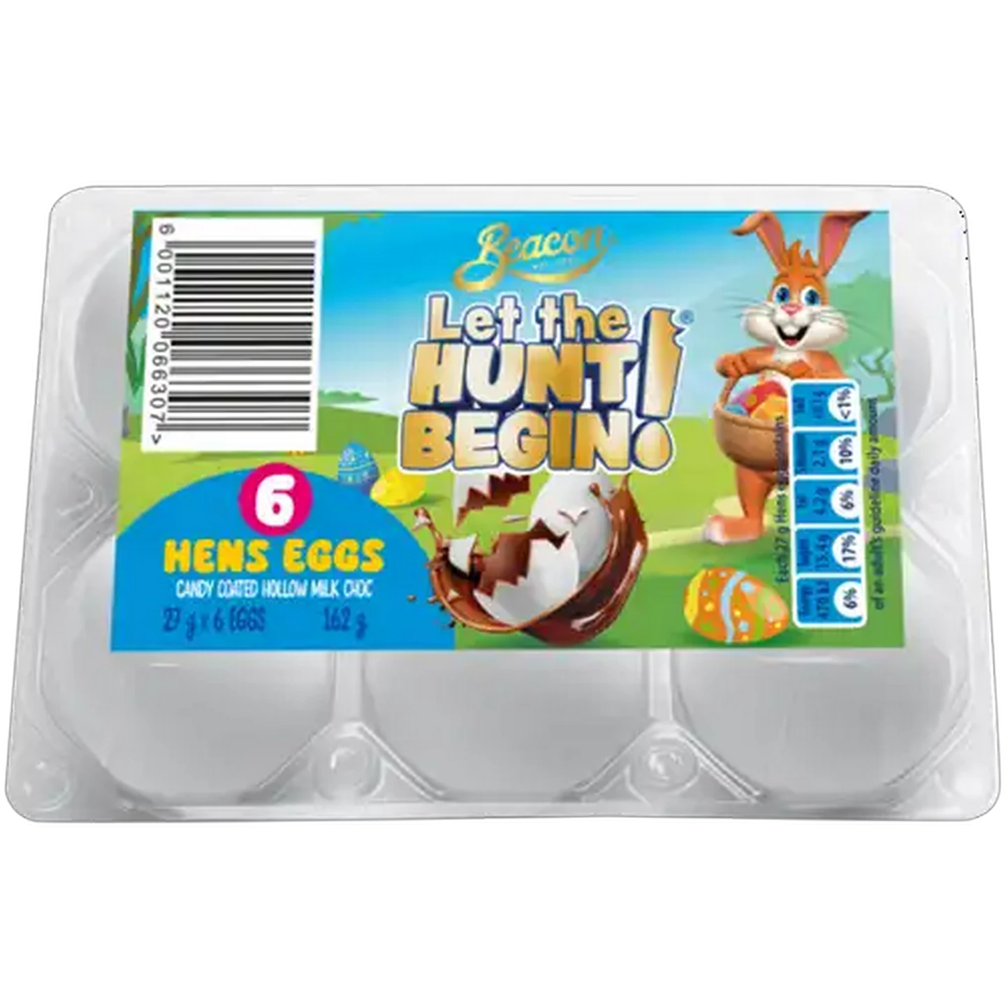 Image of Beacon Candy Coated Milk Chocolate Hollow Eggs 6 Pack