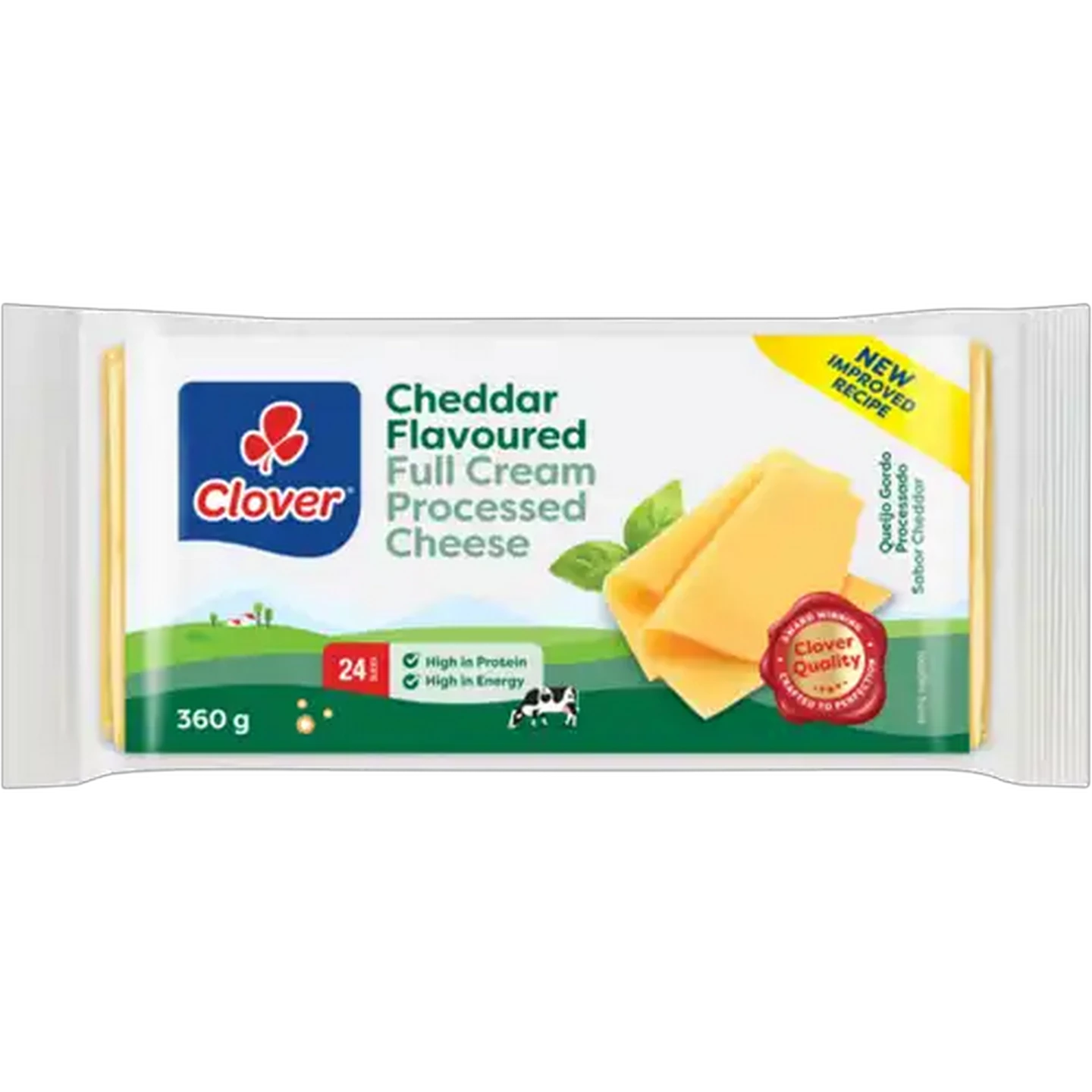 Image of Clover Cheddar Flavoured Full Cream Processed Cheese 24 Pack