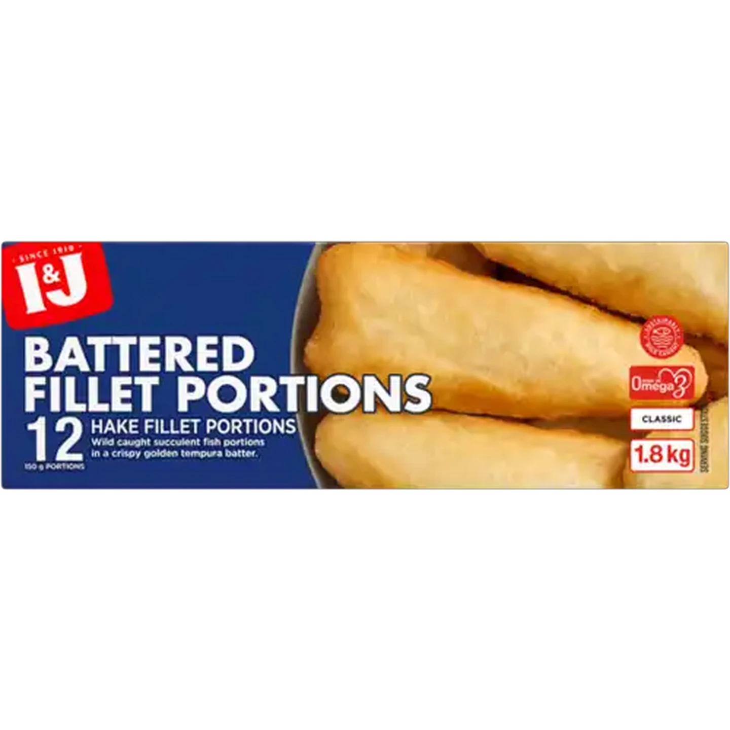 Image of I&J Frozen Battered Hake Fillet Portions 1.8kg