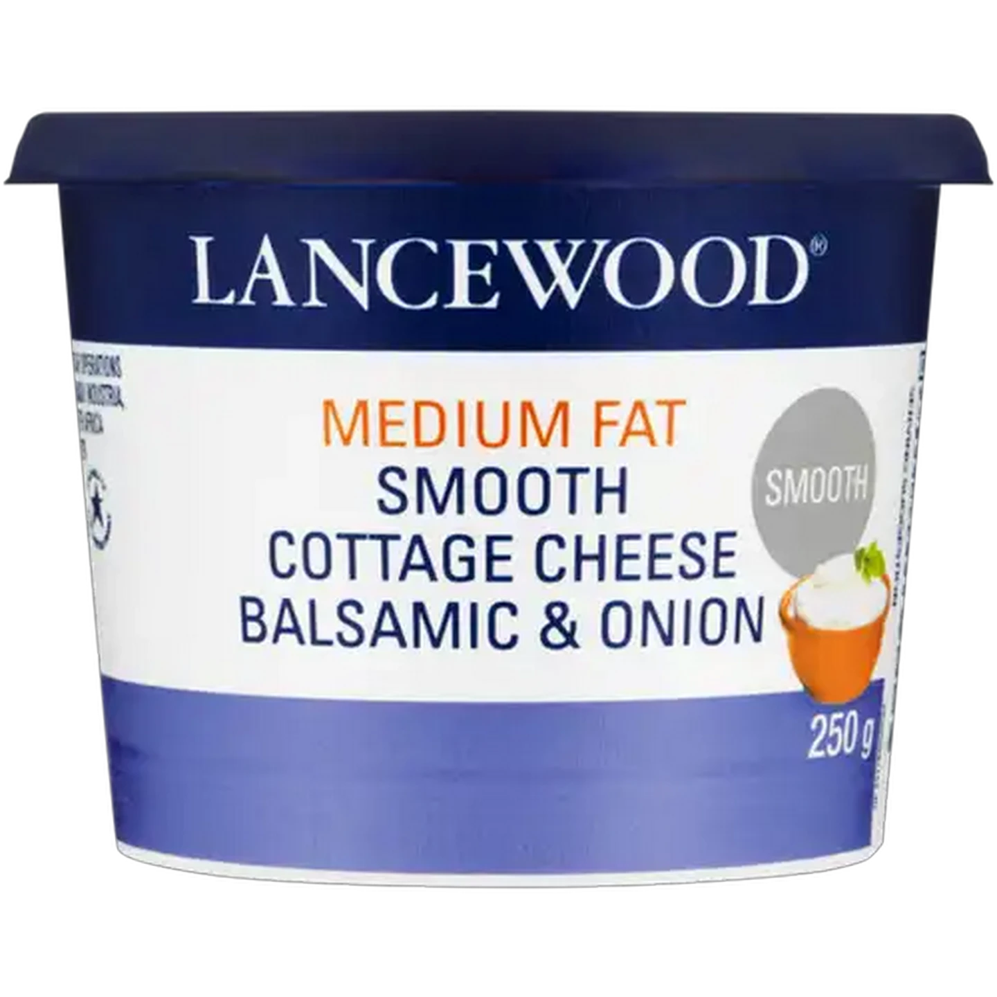 Image of LANCEWOOD Balsamic & Onion Medium Fat Smooth Cottage Cheese 250g