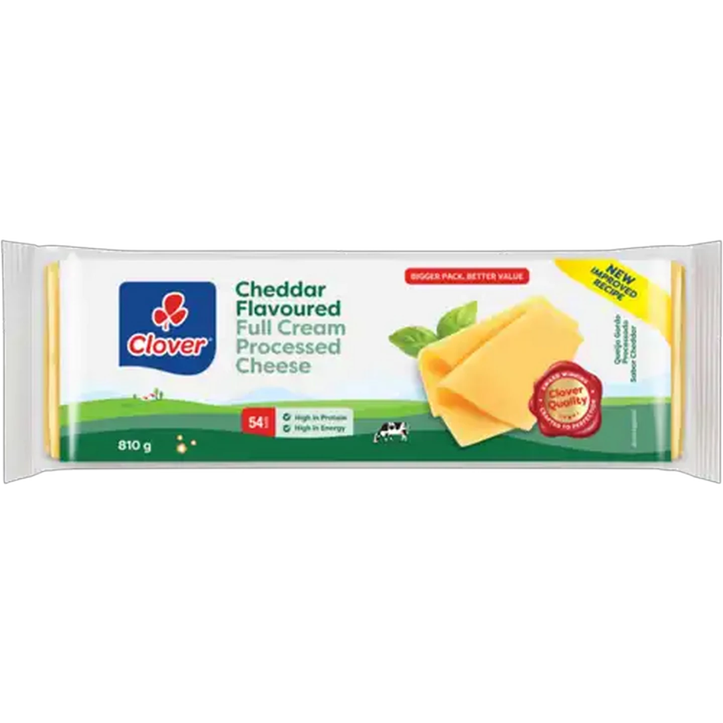 Image of Clover Cheddar Flavoured Full Cream Processed Cheese Slices 54 Pack