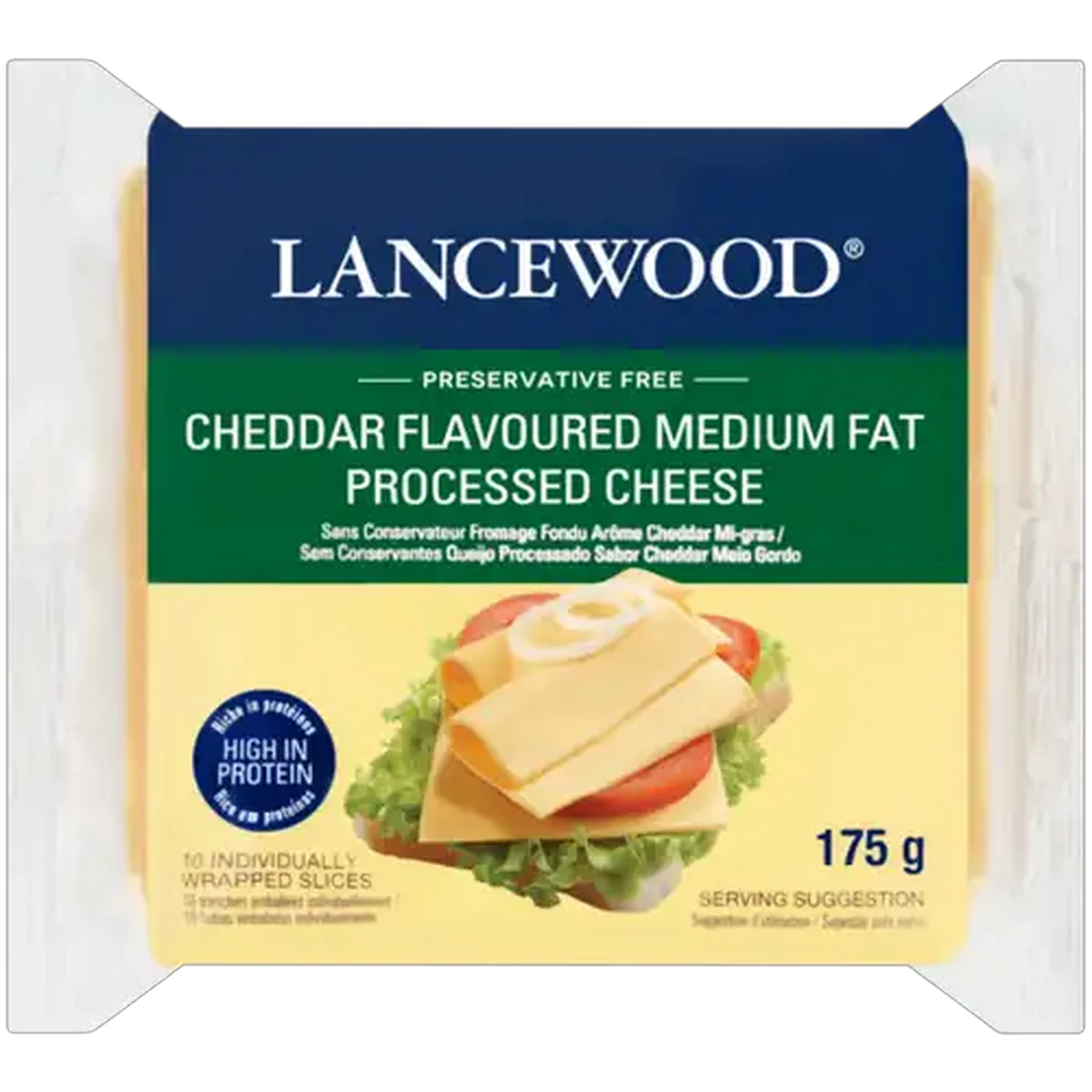 Image of LANCEWOOD Cheddar Flavoured Medium Fat Processed Cheese Slices 10 Pack