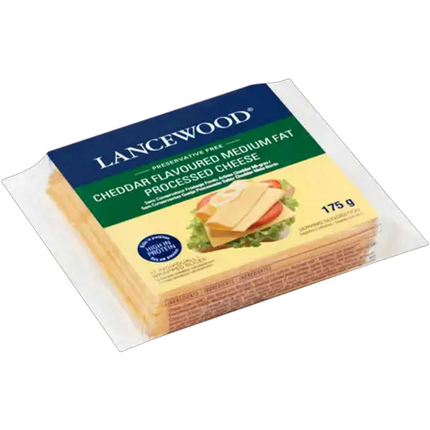 Image of LANCEWOOD Cheddar Flavoured Medium Fat Processed Cheese Slices 10 Pack