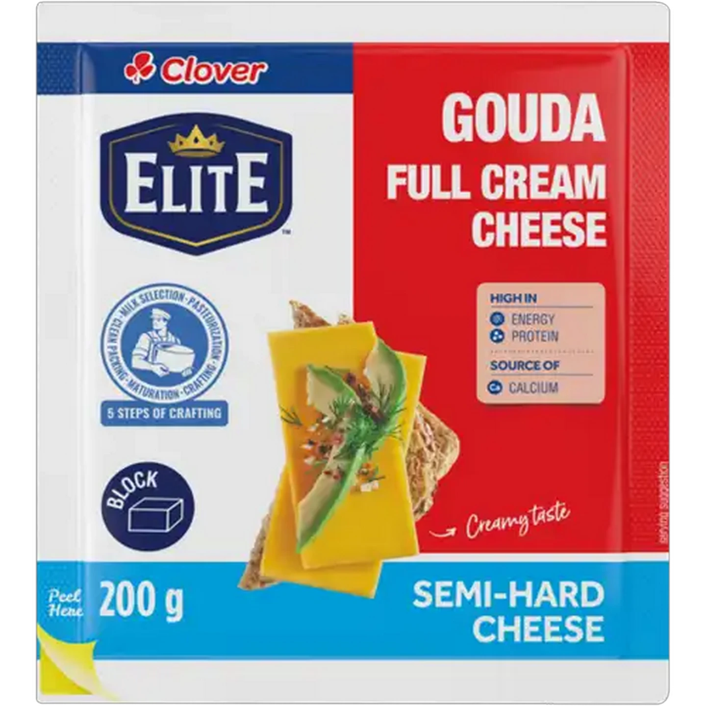 Image of Clover Gouda Semi-Hard Cheese Pack 200g