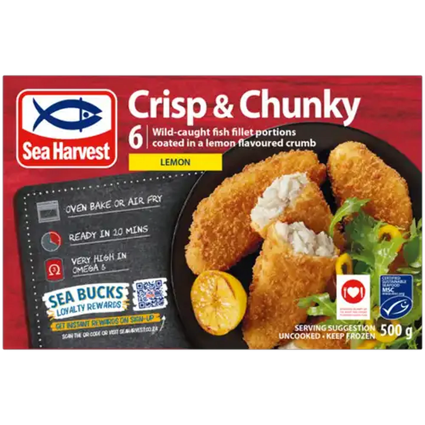 Image of Sea Harvest Crisp & Chunky Lemon Frozen Crumbed Fish Fillet Portions 500g