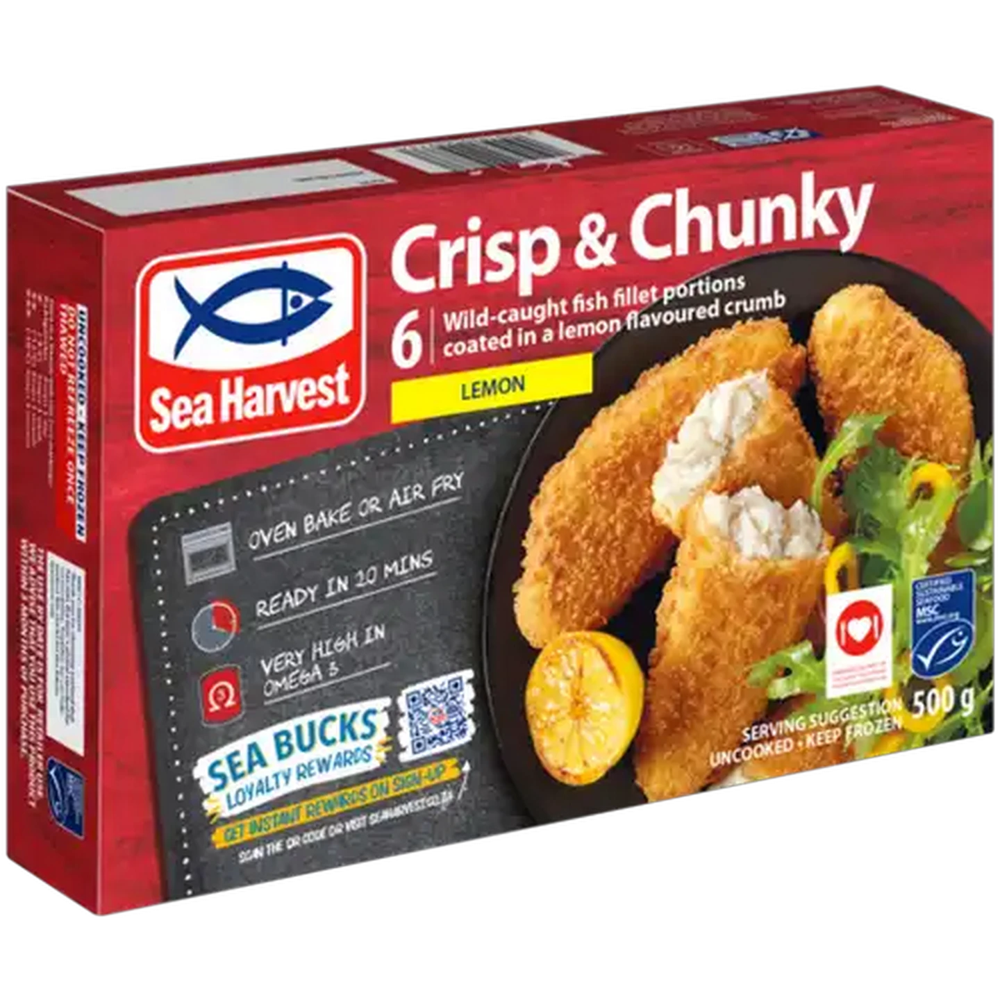 Image of Sea Harvest Crisp & Chunky Lemon Frozen Crumbed Fish Fillet Portions 500g