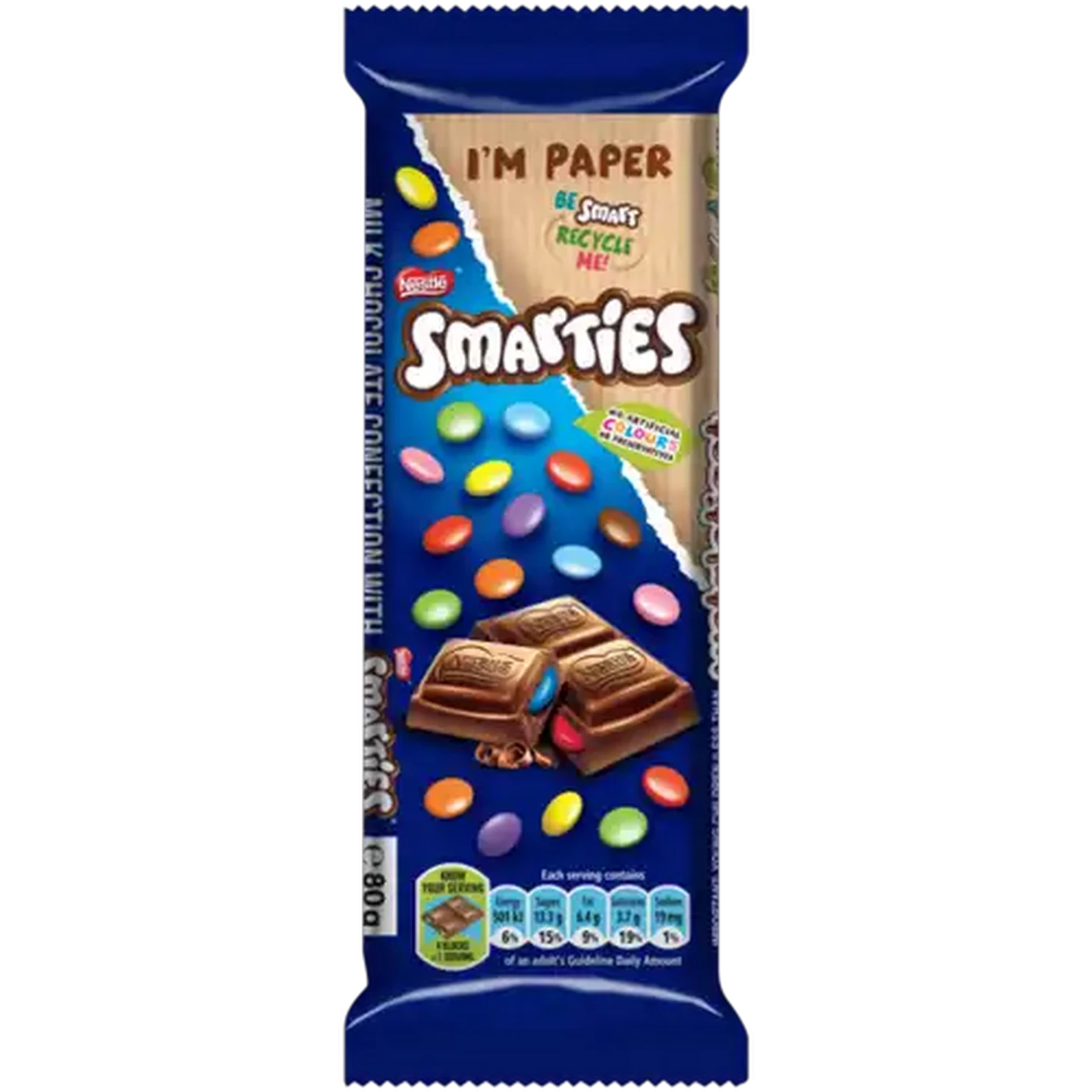 Image of Smarties Milk Chocolate Slab 80g