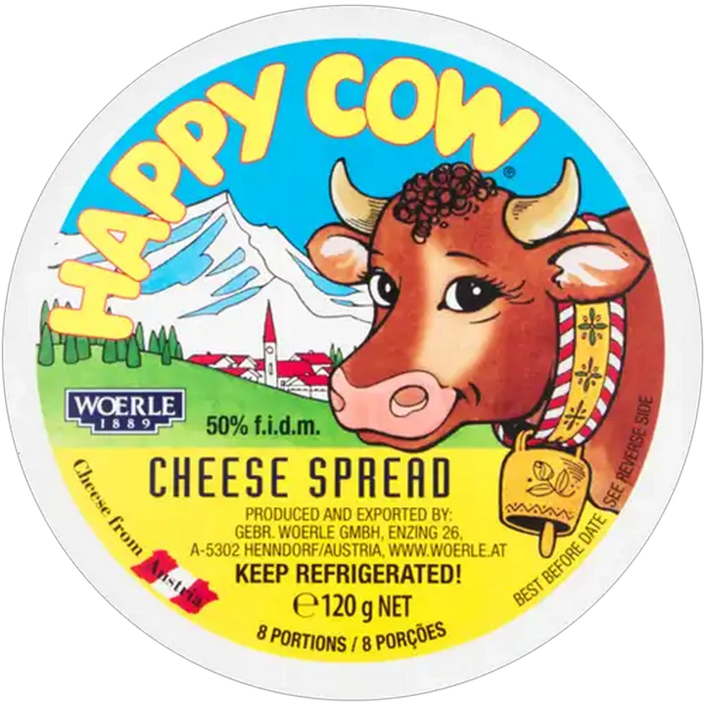 Image of Happy Cow Natural Cheese Spread Wedges 8 x 15g