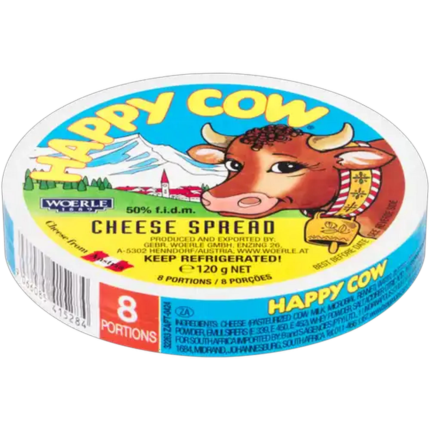 Image of Happy Cow Natural Cheese Spread Wedges 8 x 15g