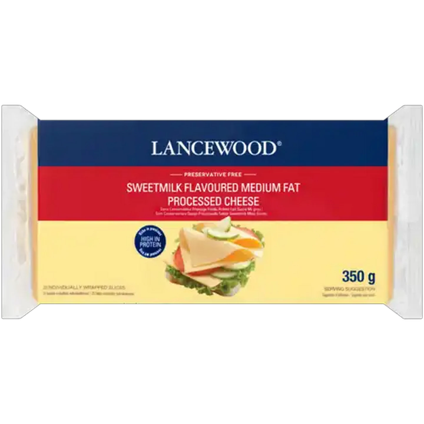 Image of LANCEWOOD Sweetmilk Flavoured Medium Fat Processed Cheese Slices 20 Pack