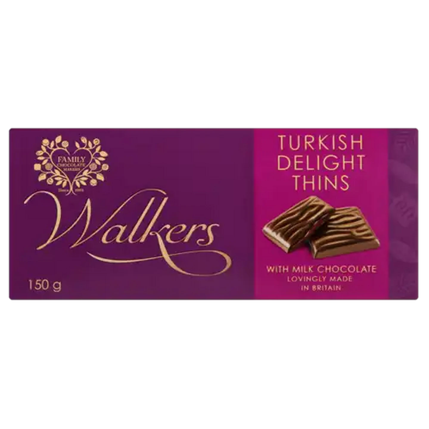 Image of Walkers Turkish Delight Thins With Milk Chocolate 150g