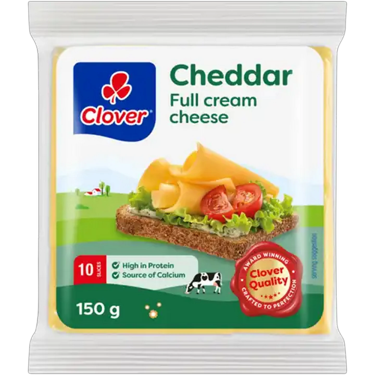 Image of Clover Elite Sliced Full Cream Cheddar Cheese 10 Pack