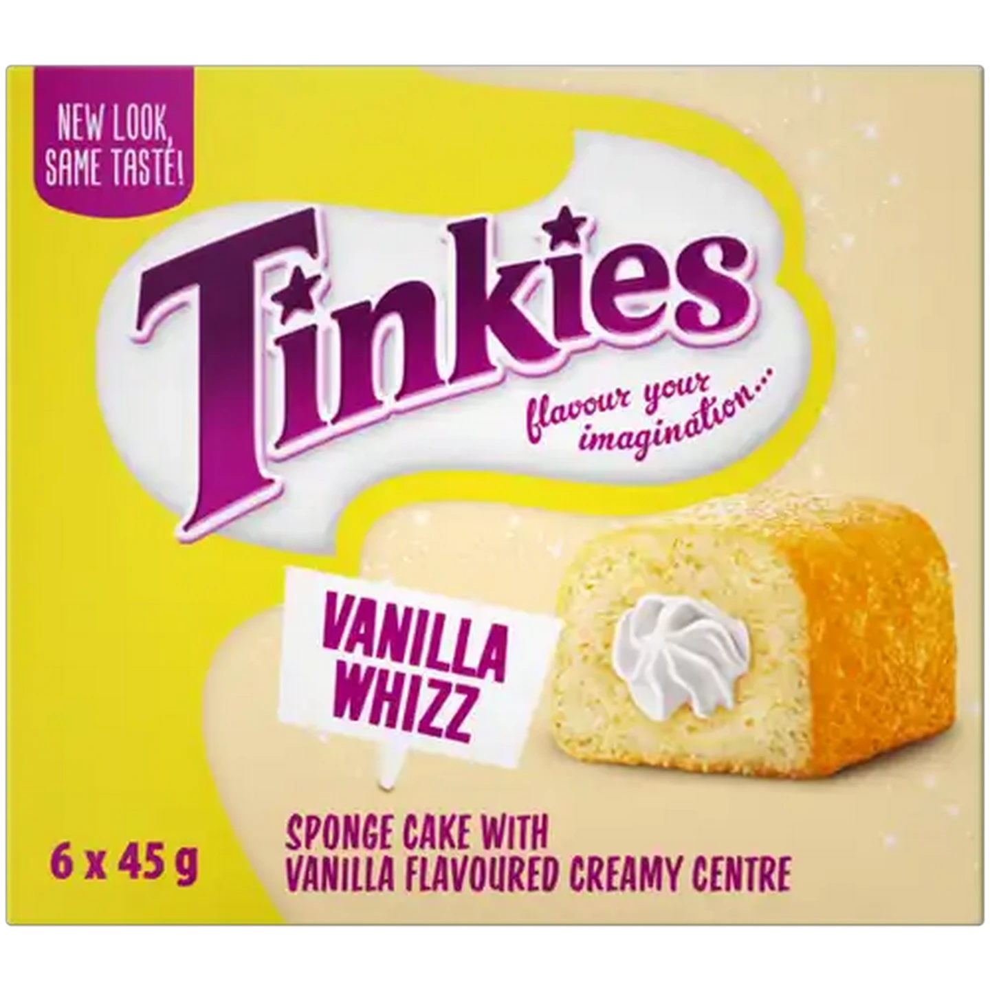 Image of Tinkies Vanilla Whizz Flavoured Creamy Sponge Cake Pack 6 x 45g