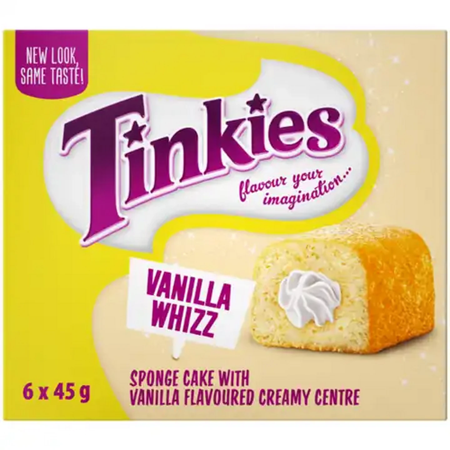 Image of Tinkies Vanilla Whizz Flavoured Creamy Sponge Cake Pack 6 x 45g