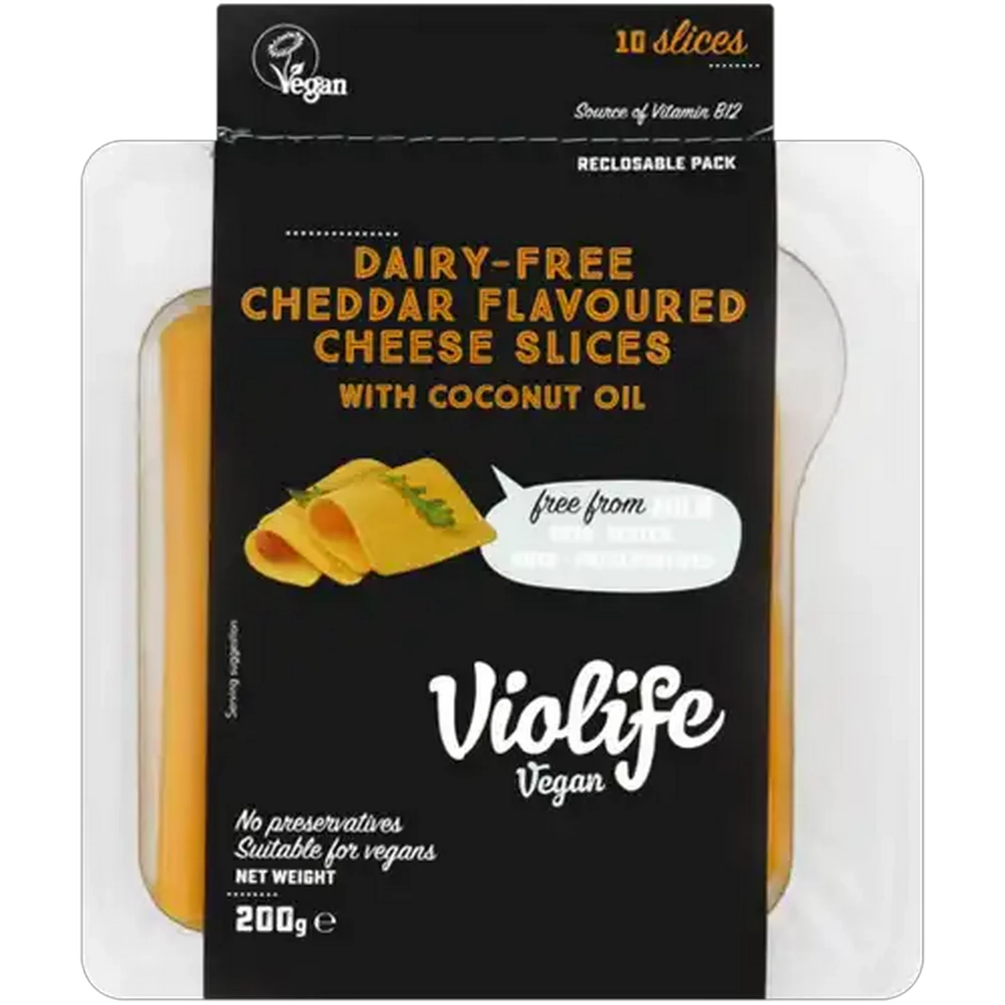 Image of Violife Vegan Dairy-Free Cheddar Flavoured Cheese Slices 200g
