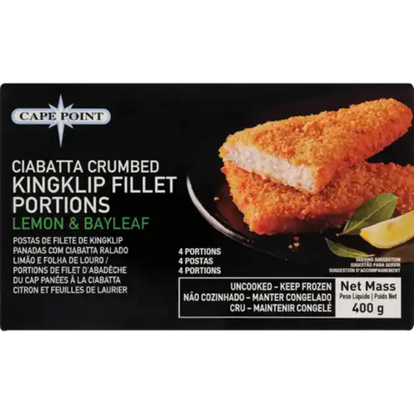 Image of Cape Point Frozen Lemon & Bayleaf Ciabatta Crumbed Kingklip Fillets 400g