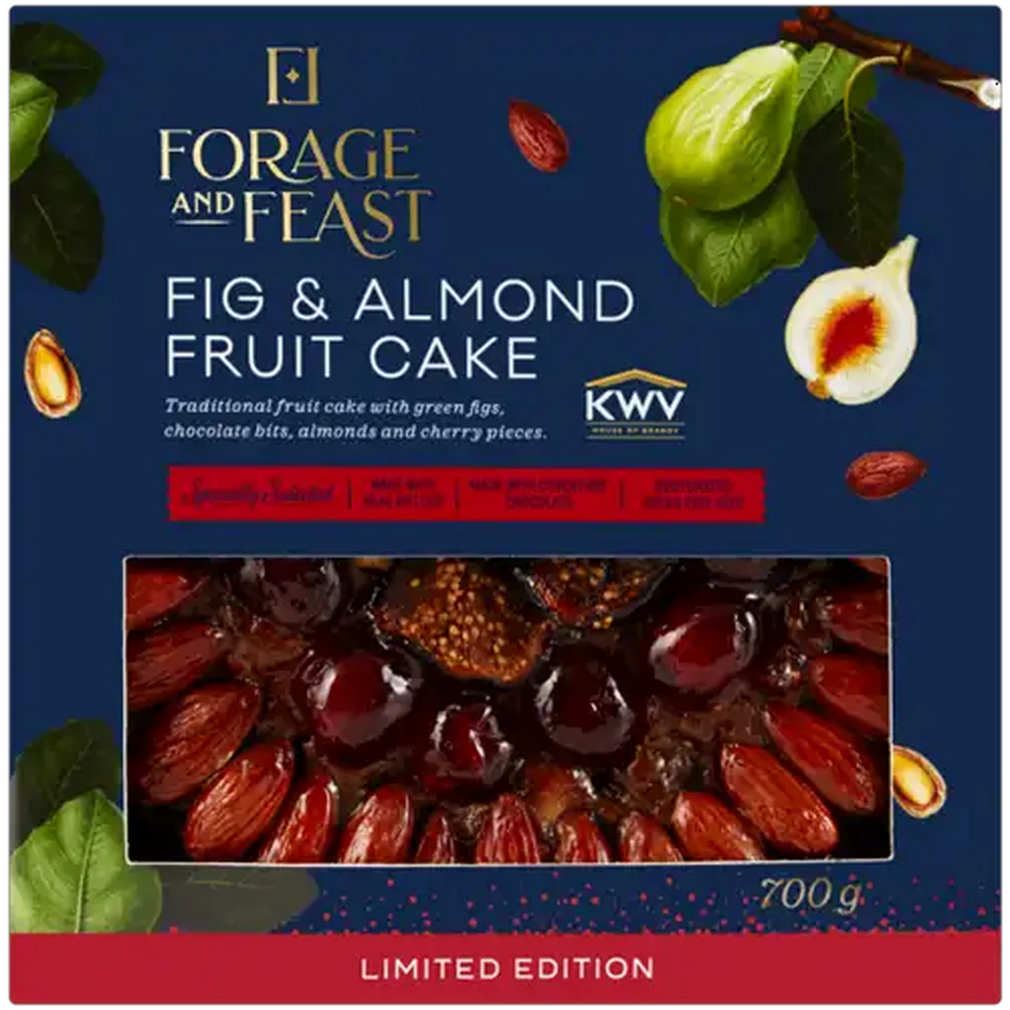 Image of Forage And Feast Limited Edition KWV Fig & Almond Fruit Cake 700g