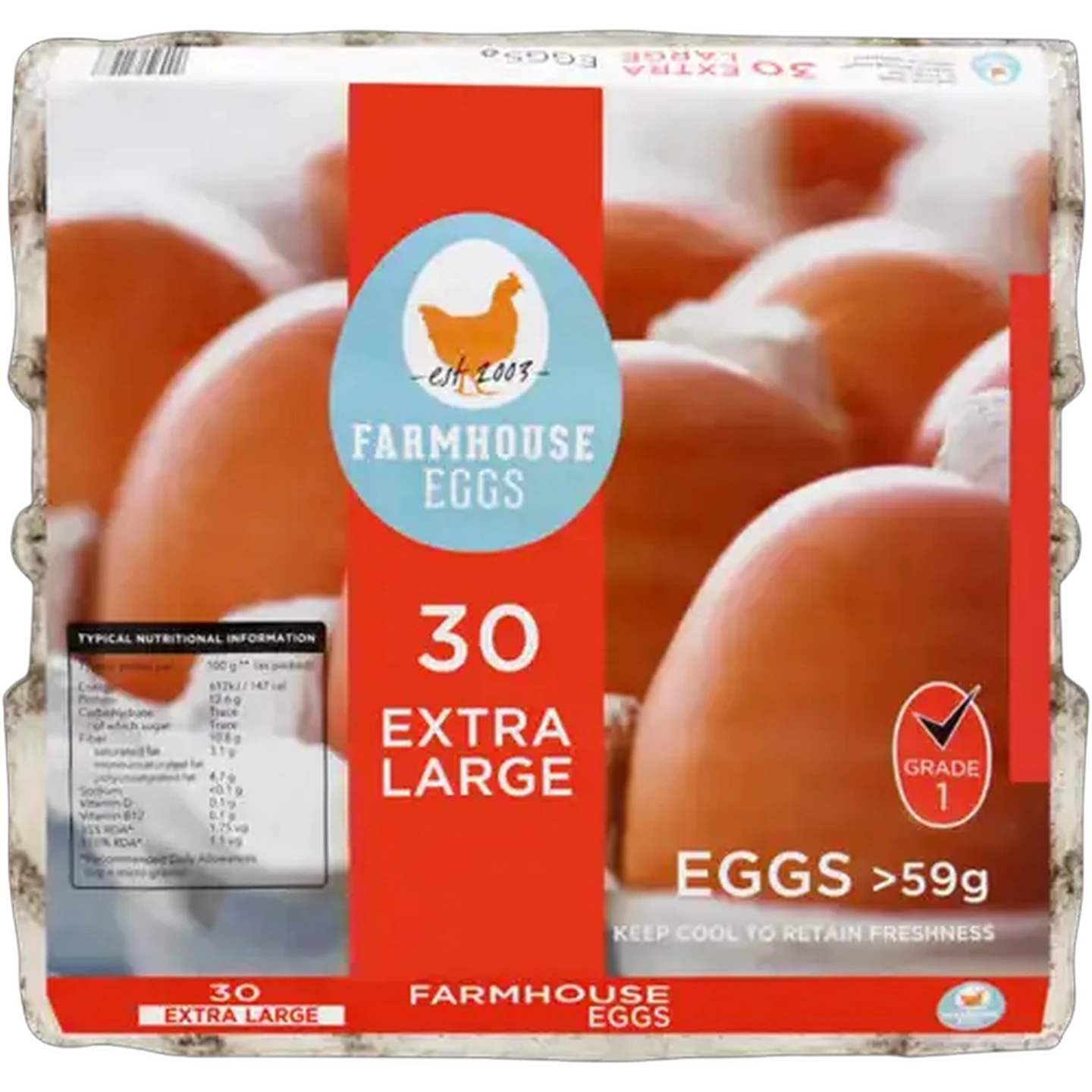 Image of Farmhouse Eggs Extra Large Eggs Tray 30 Pack