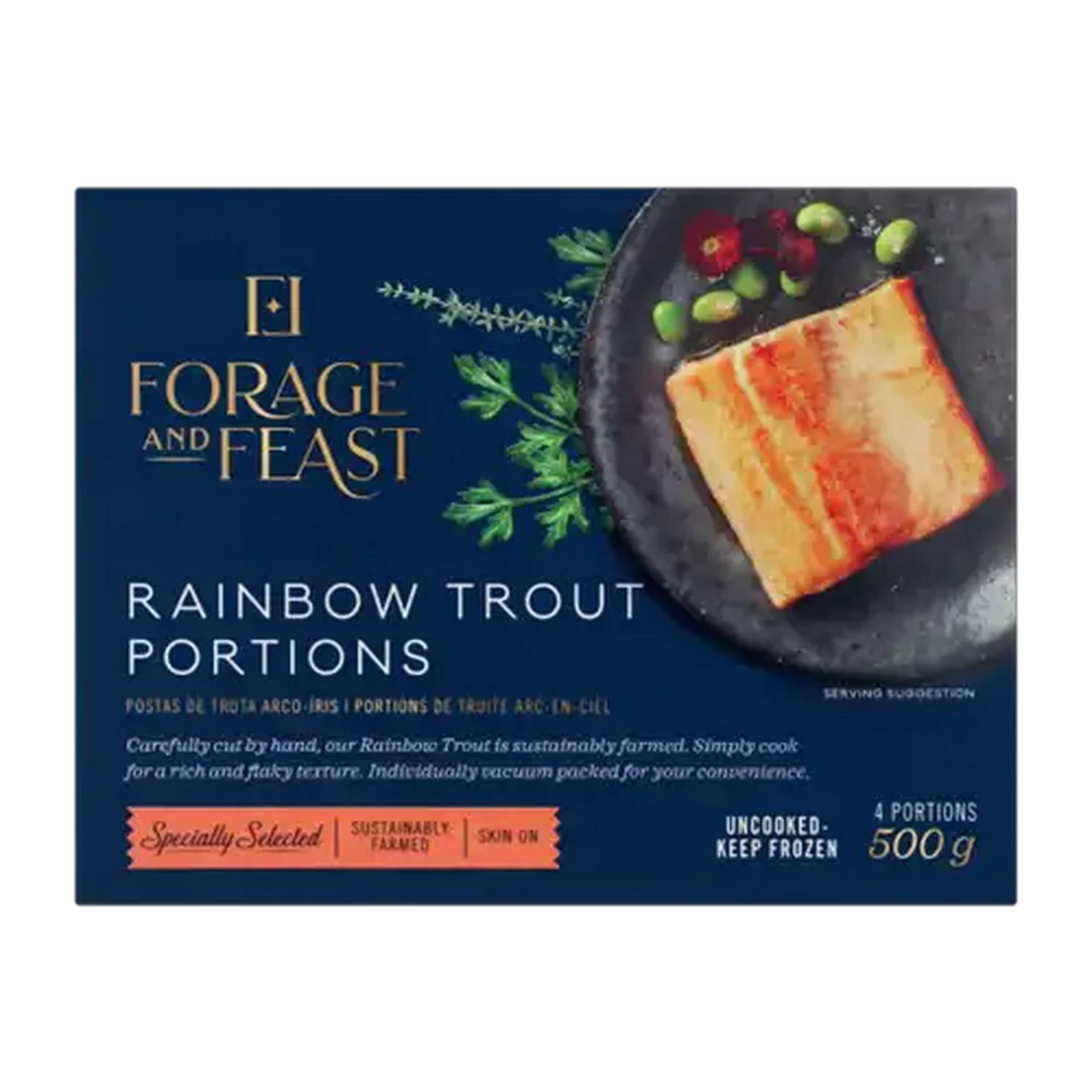 Image of Forage And Feast Frozen Rainbow Trout Portions 500g