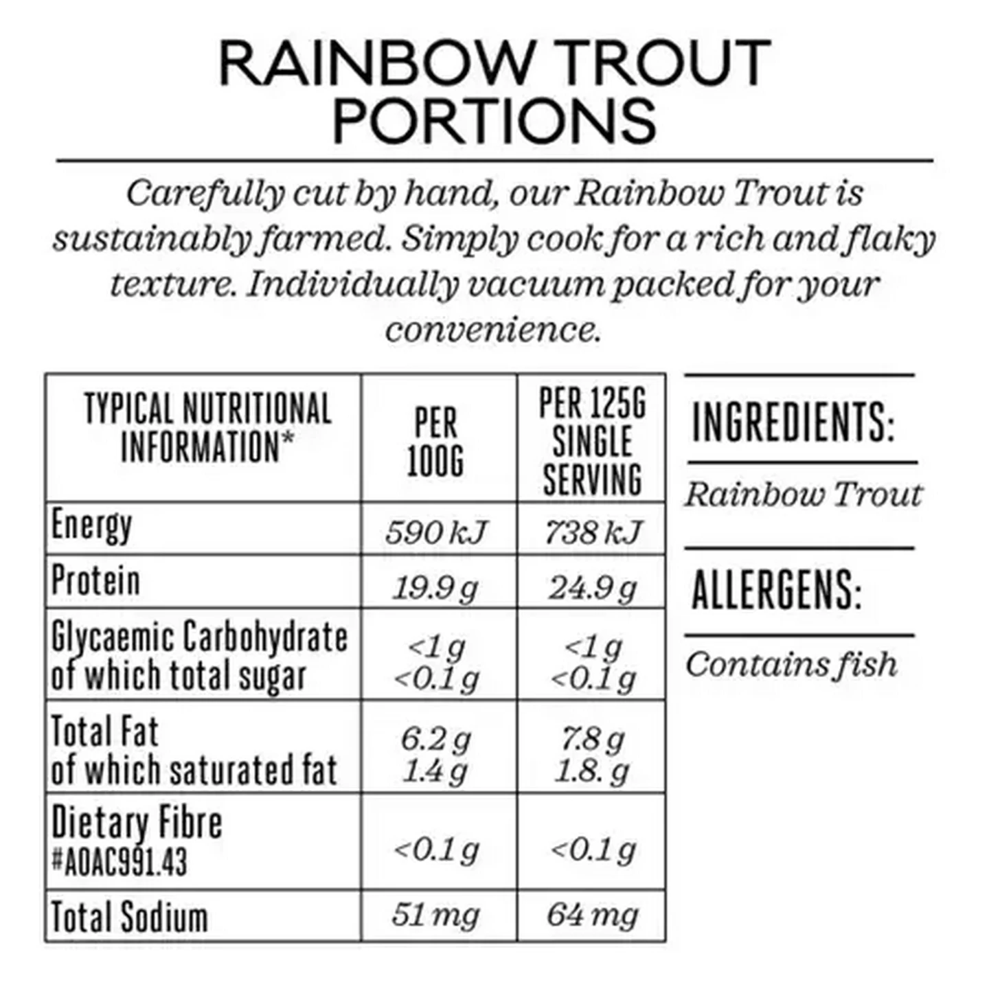 Image of Forage And Feast Frozen Rainbow Trout Portions 500g
