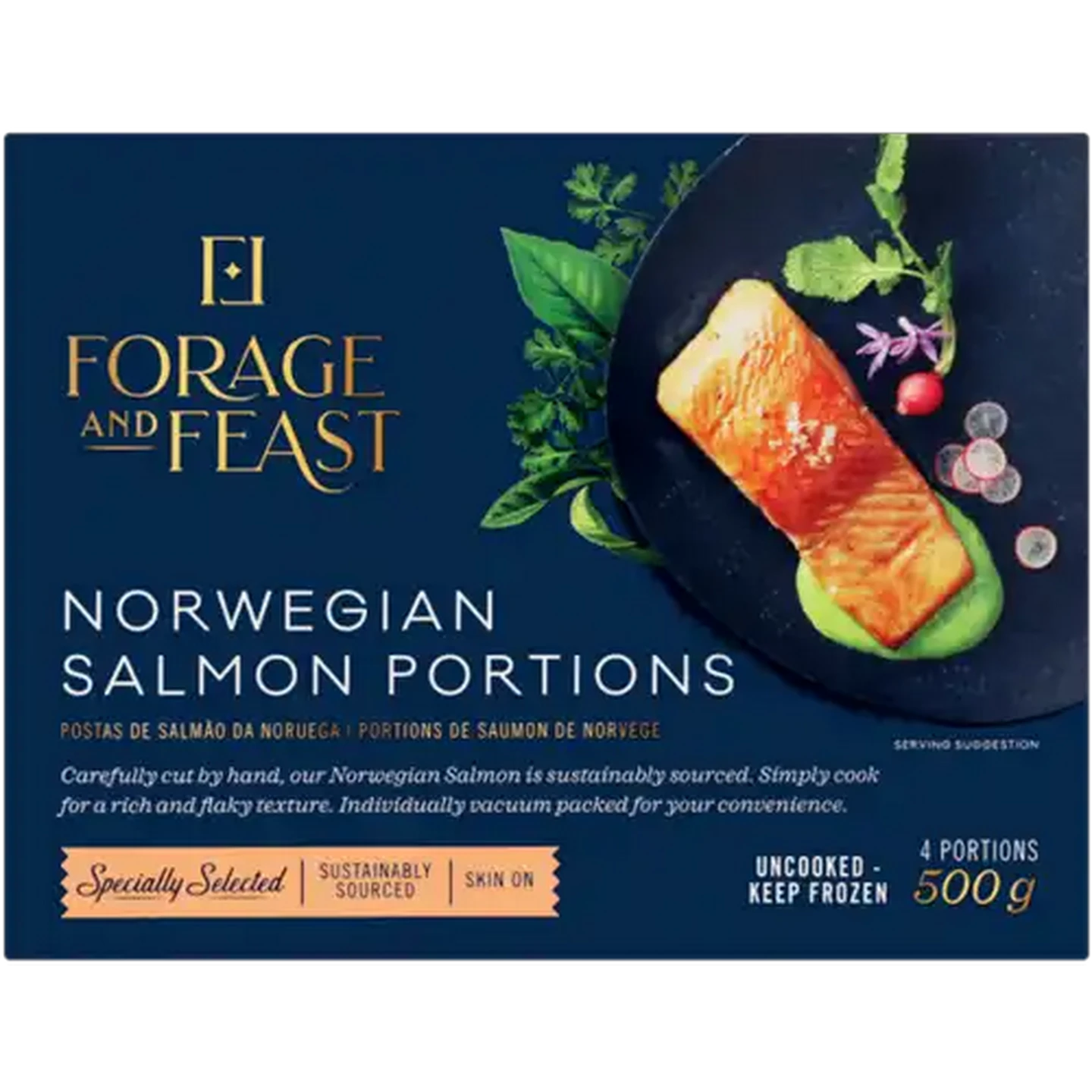 Image of Forage And Feast Frozen Norwegian Salmon Portions 500g