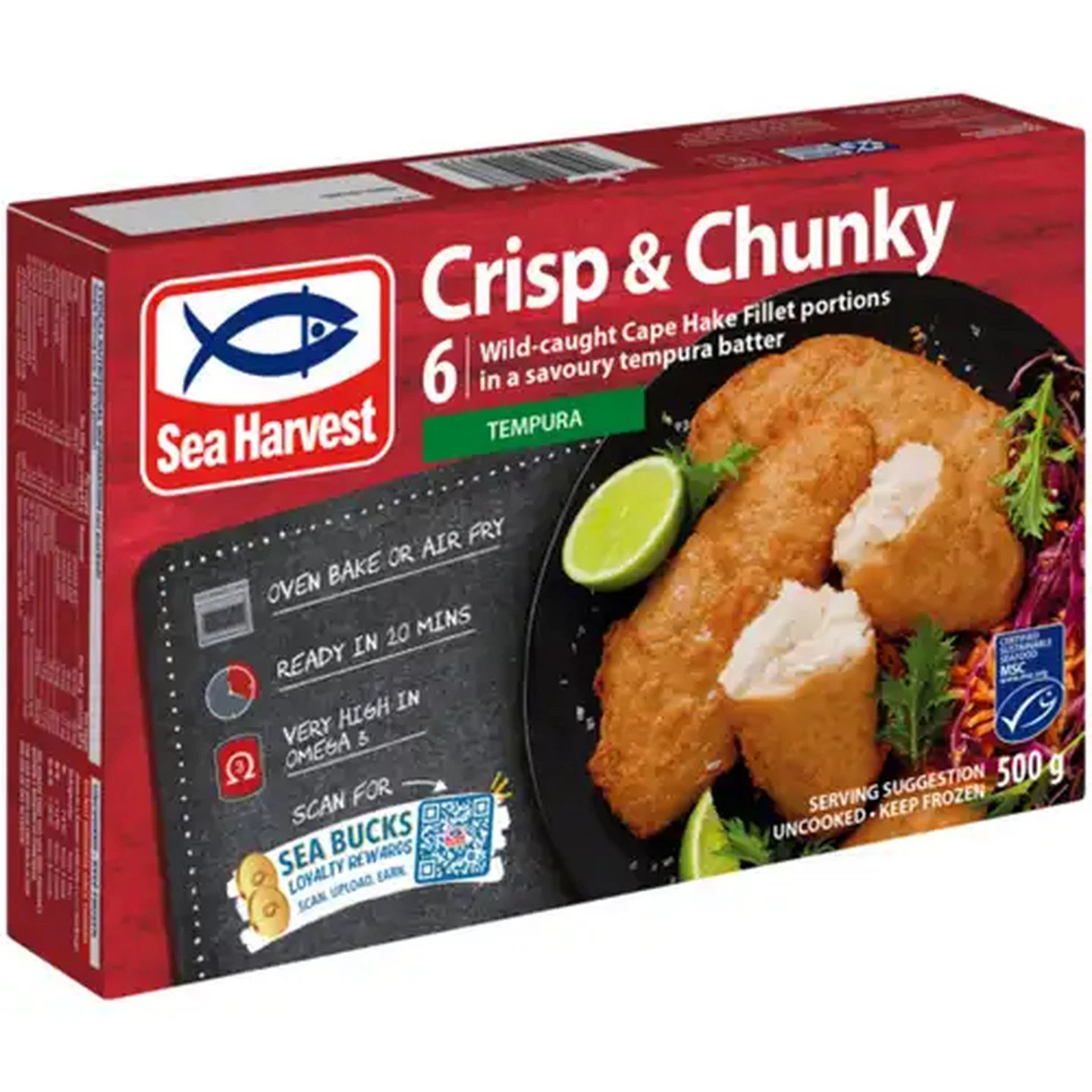 Image of Sea Harvest Tempura Frozen Crisp & Chunky Hake Portions 500g