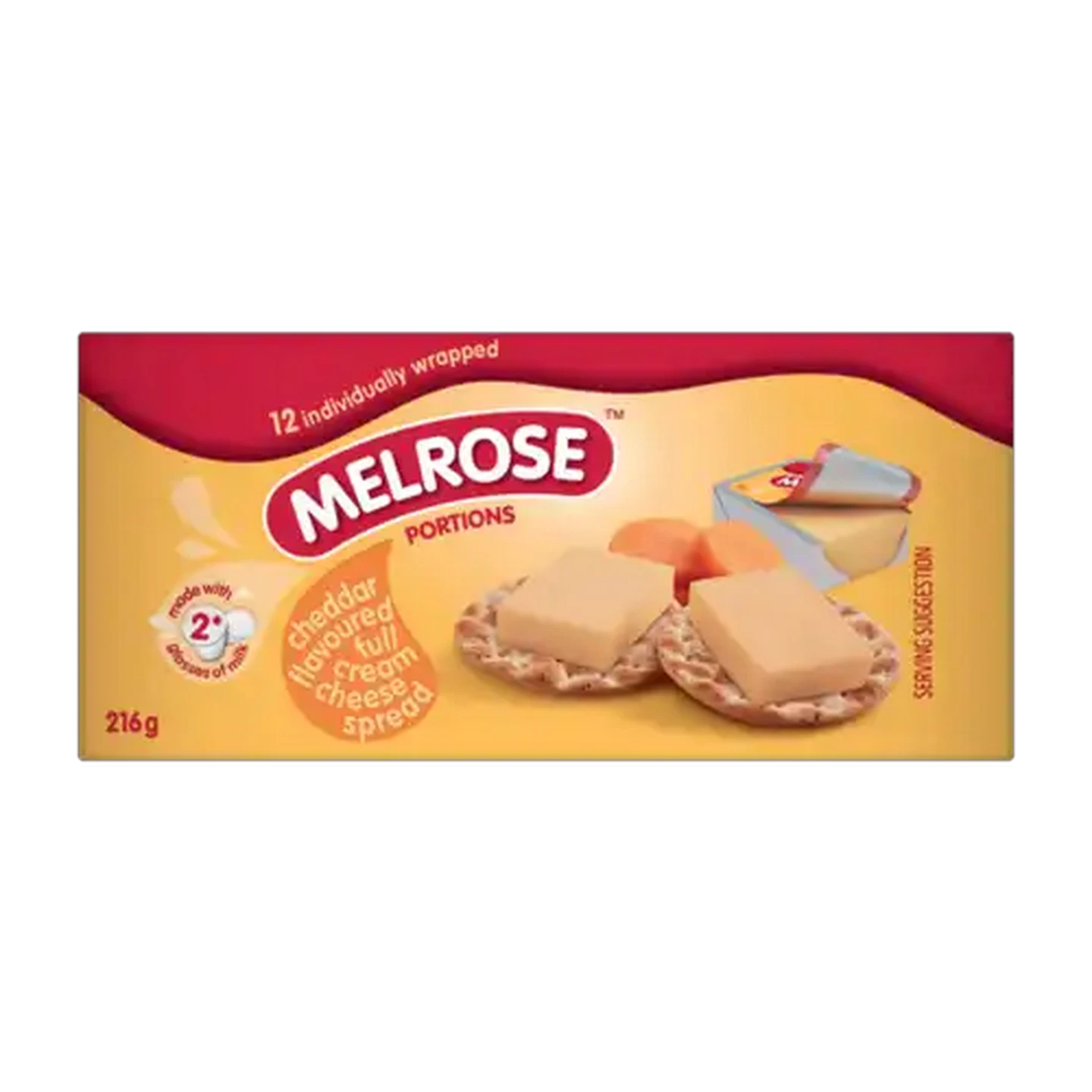 Image of Melrose Portions Cheddar Flavoured Full Cream Cheese Spread 12 x 18g