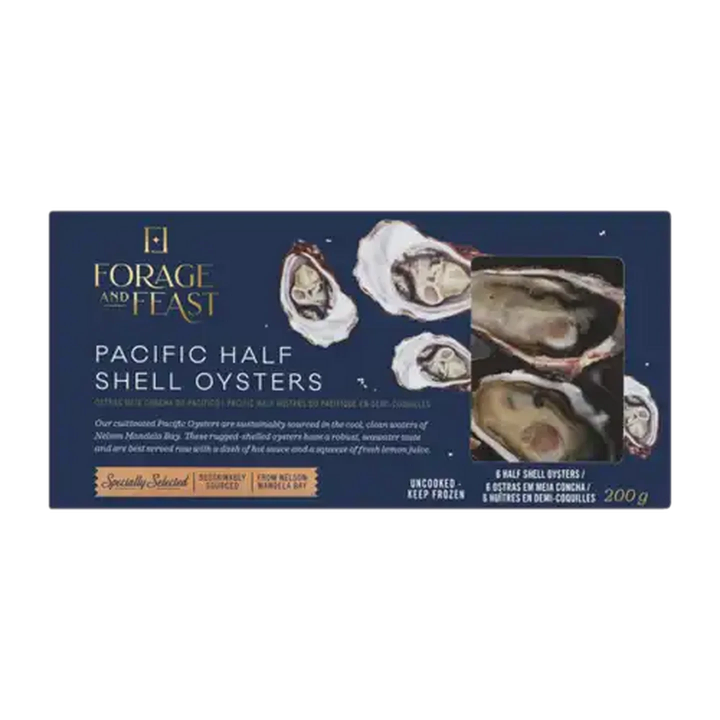 Image of Forage And Feast Frozen Pacific Half Shell Oysters 200g